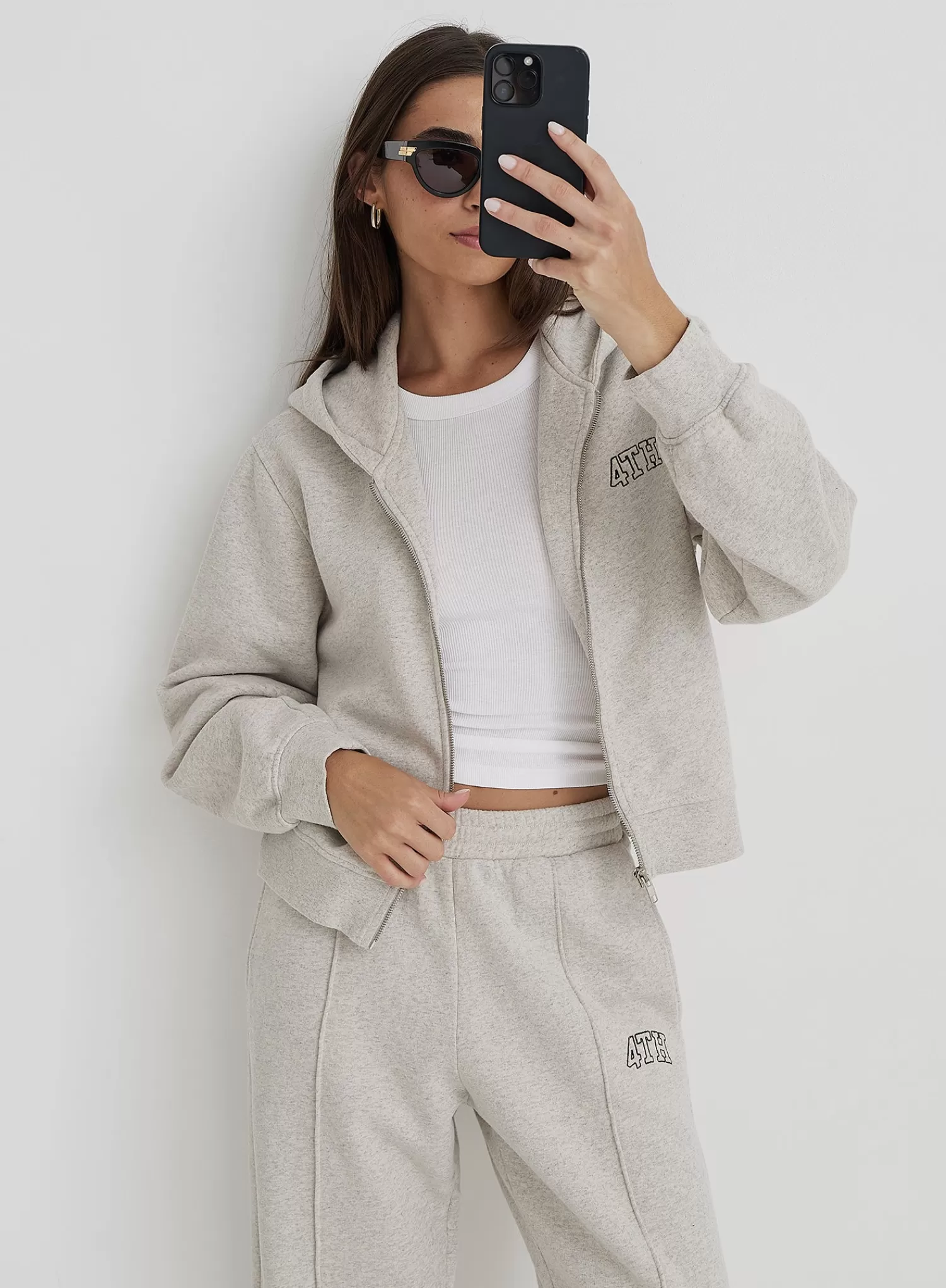 Grey Fourth Studio Cropped Zip Hoodie- Carey-4th & Reckless Best Sale