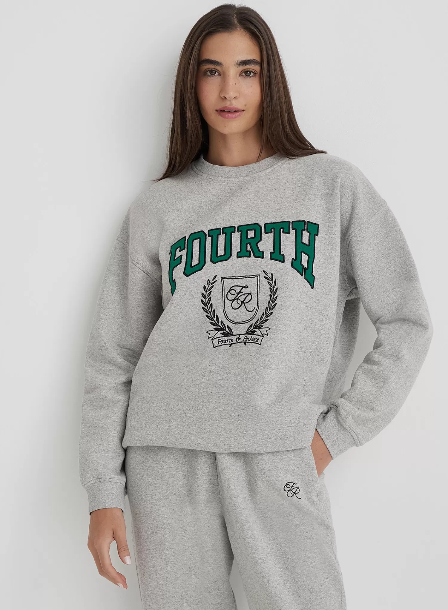 Grey Fourth Varsity Oversized Sweatshirt- Arlo-4th & Reckless Online