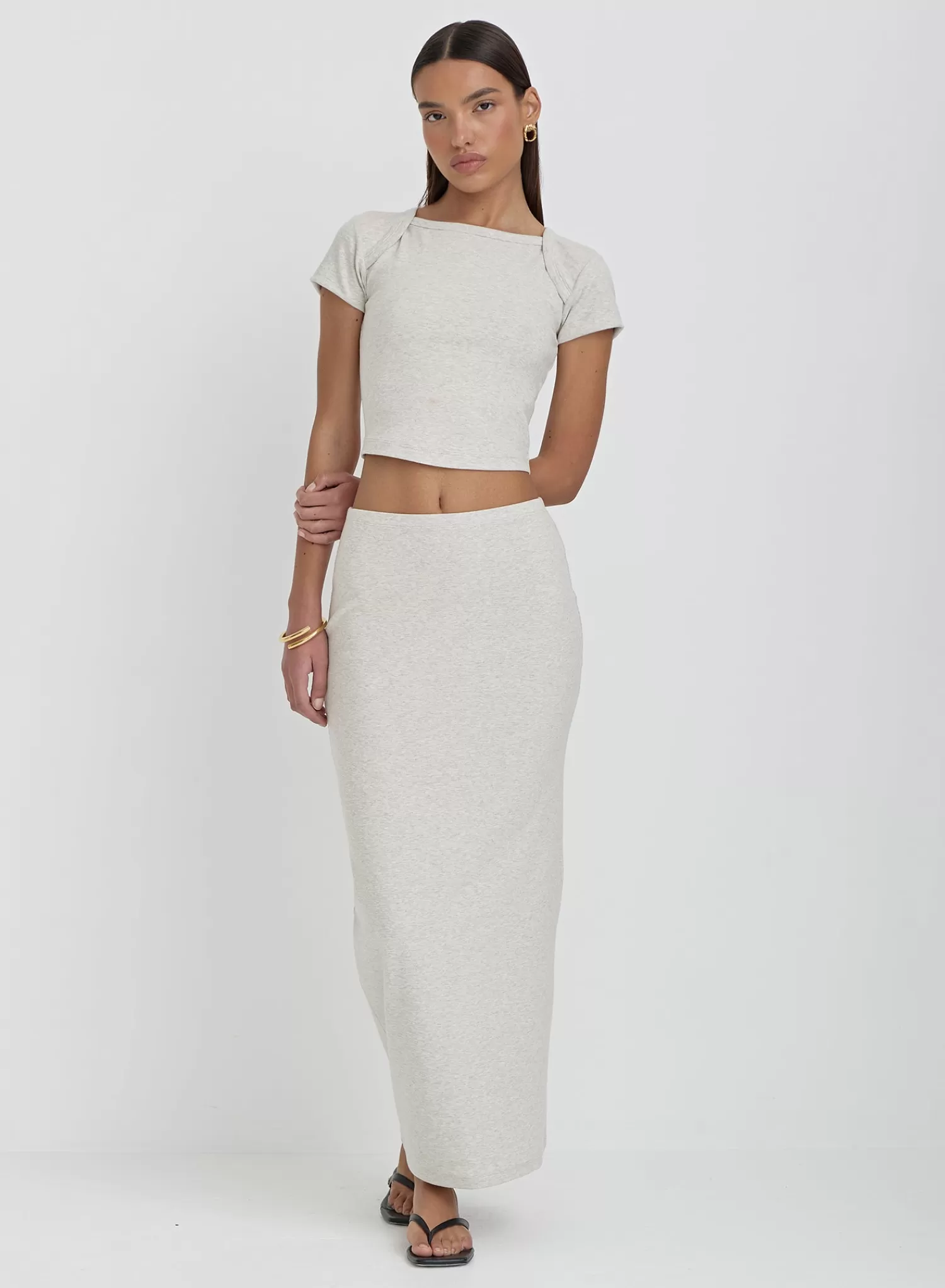 Grey Jersey Bodycon Maxi Skirt- Tillie-4th & Reckless Best Sale