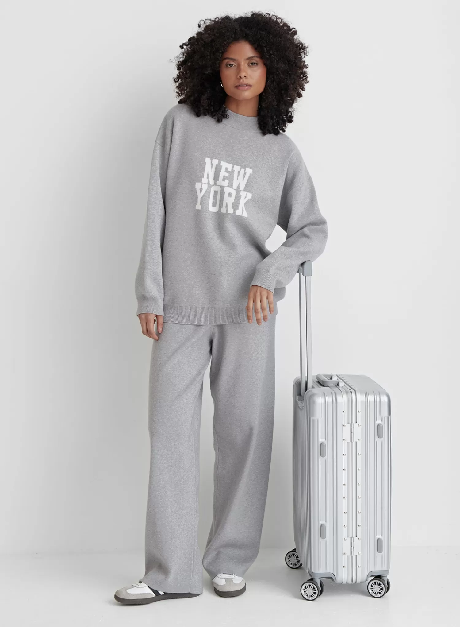 Grey Knitted New York Jumper- Avery-4th & Reckless New