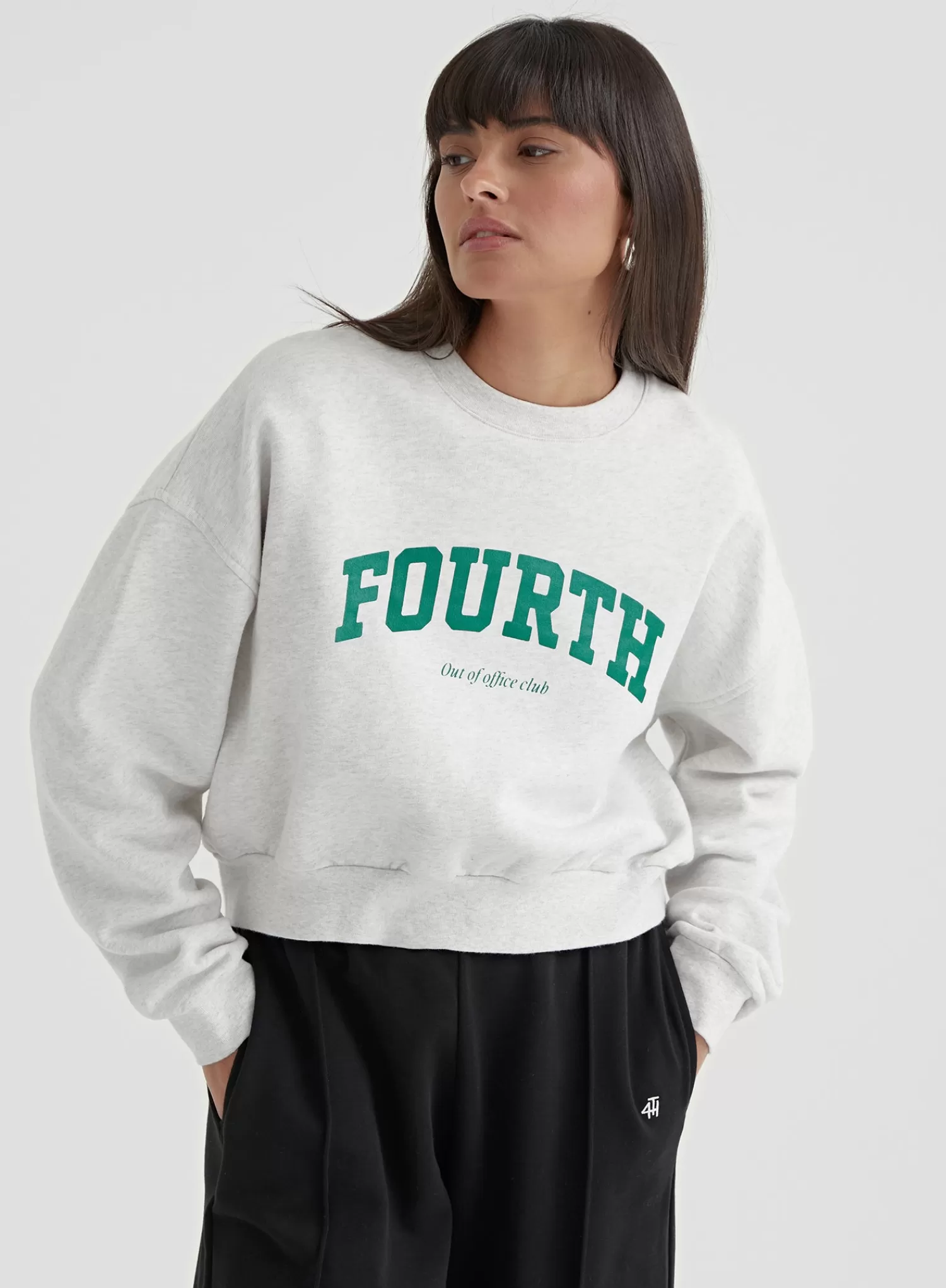 Grey Marl Fourth Cropped Sweatshirt - Gracie-4th & Reckless Shop