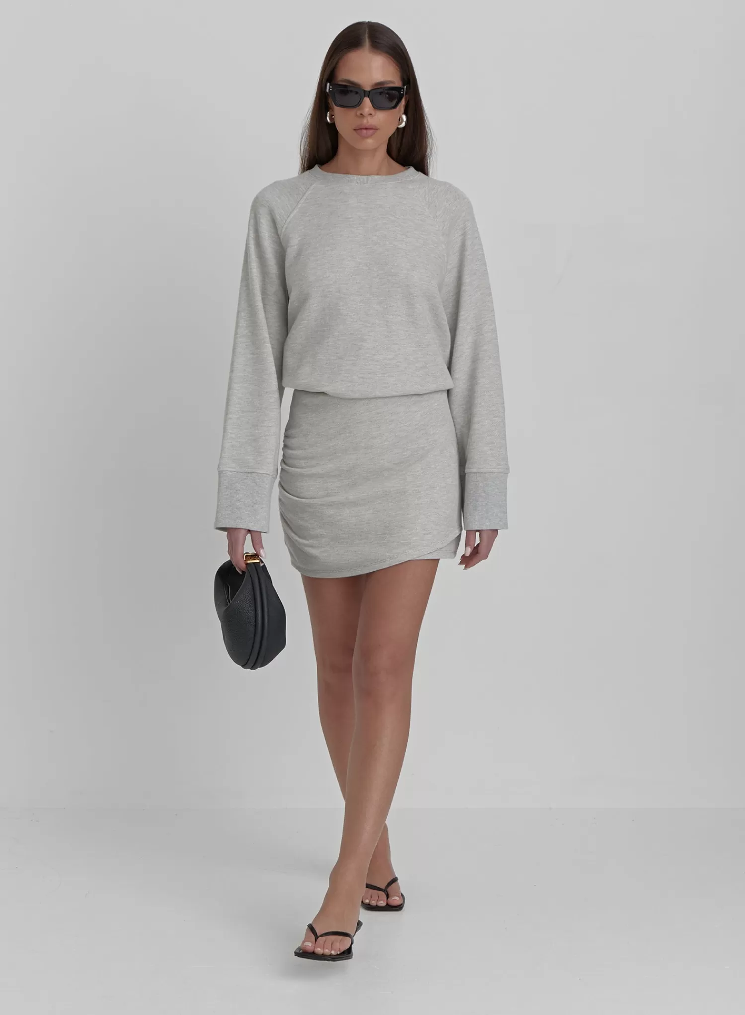 Grey Marl Wrap Front Mini Skirt - Catherine-4th & Reckless Outlet