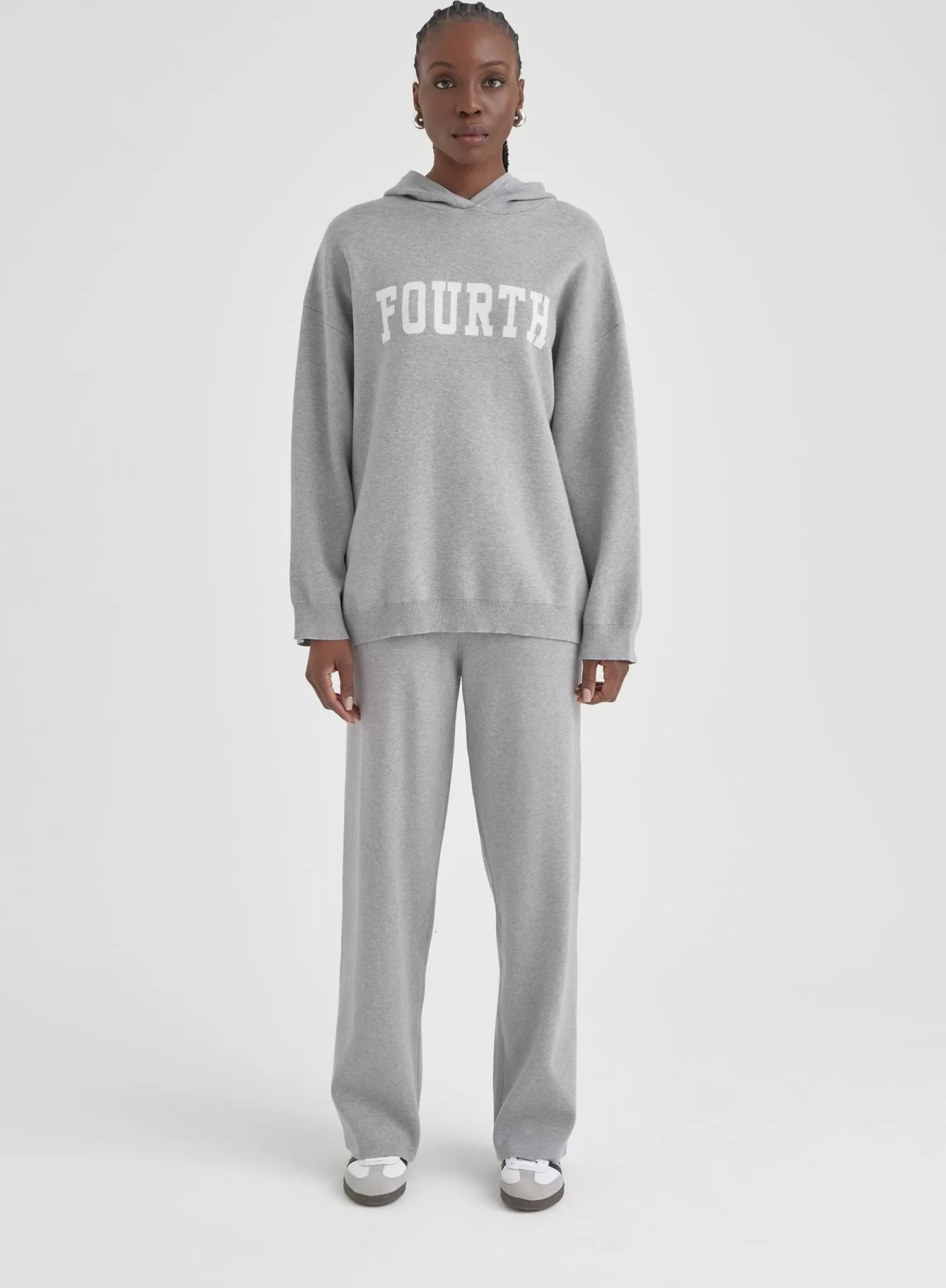 Grey Oversized Knitted Fourth Hoodie- Alexia-4th & Reckless Best Sale