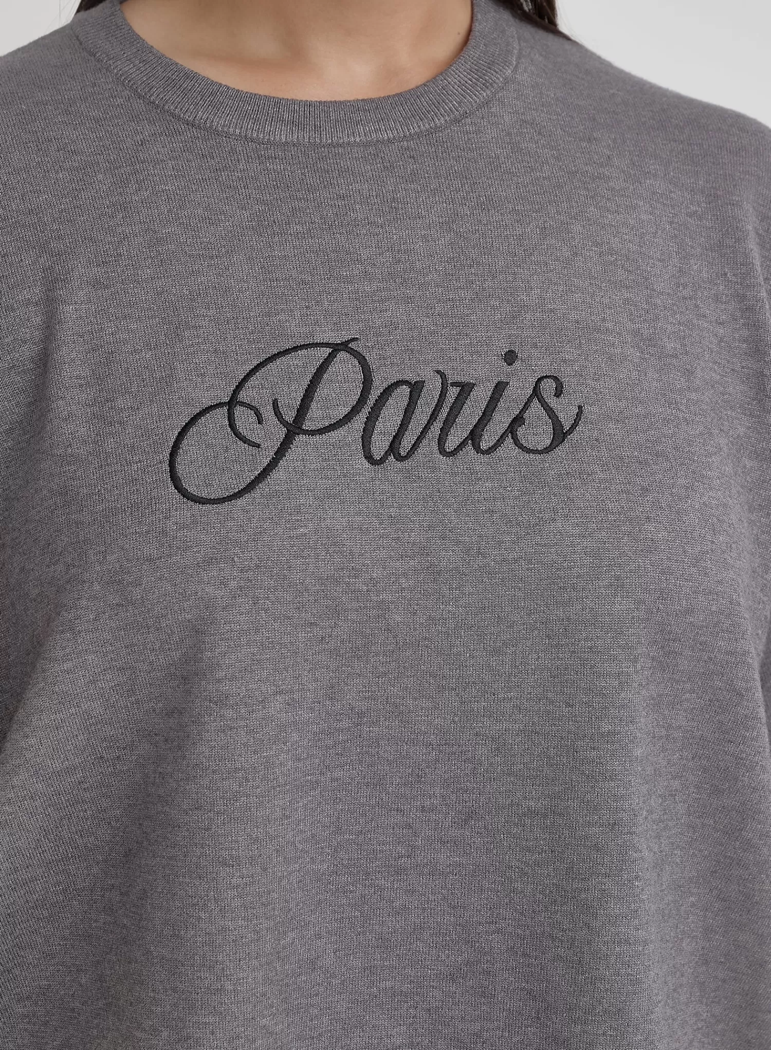Grey Plus Size Paris Slogan T-Shirt- Abeba-4th & Reckless Online
