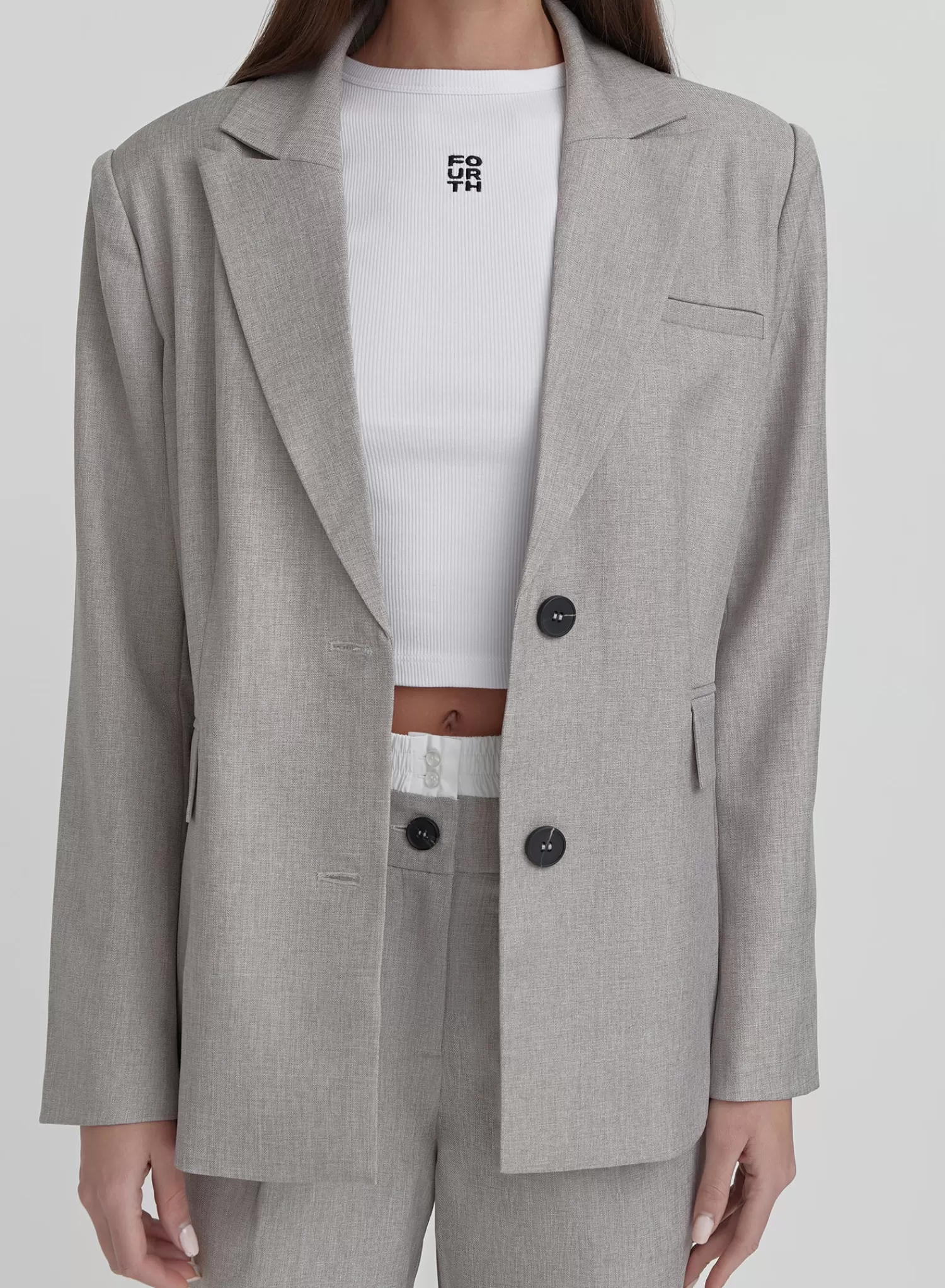 Grey PVE Tailored Oversized Blazer- Taylor-4th & Reckless Clearance