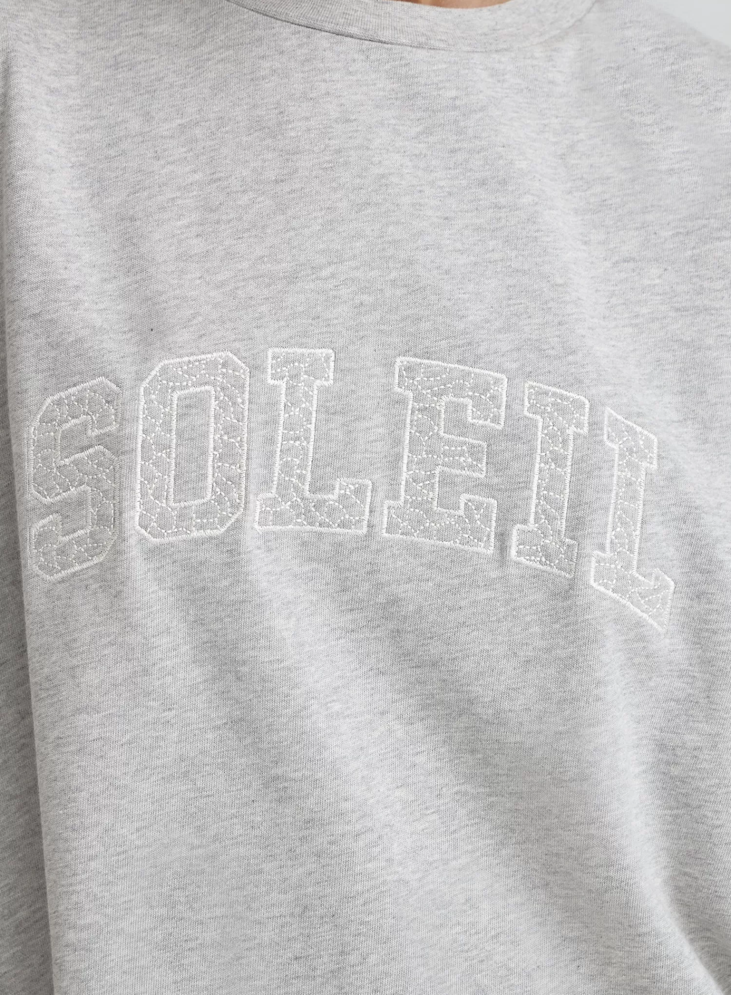 Grey Soleil Embroidered T-Shirt- Soleil-4th & Reckless Best