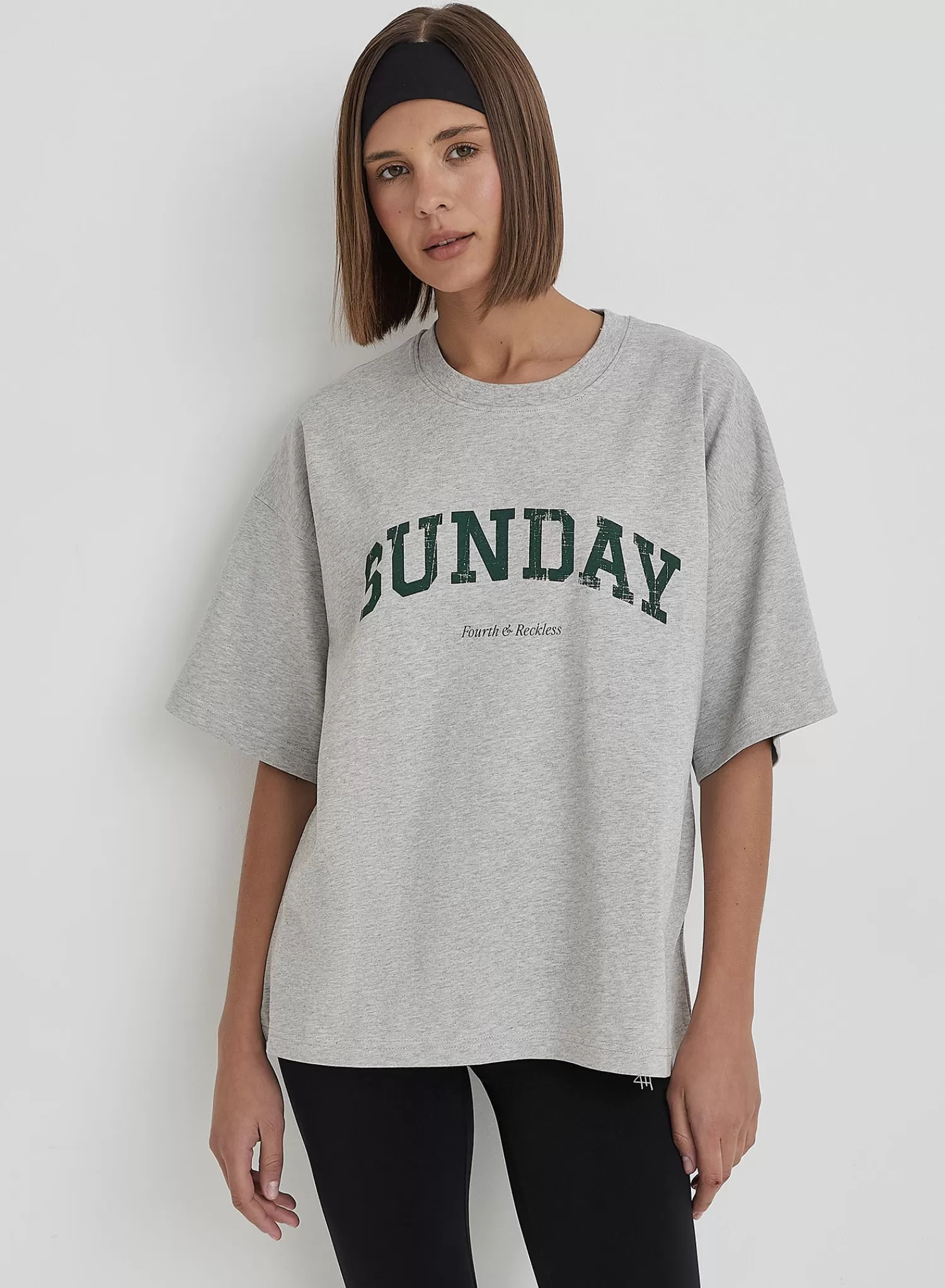 Grey Sunday Distressed Slogan Oversized T-Shirt- Scarlett-4th & Reckless New