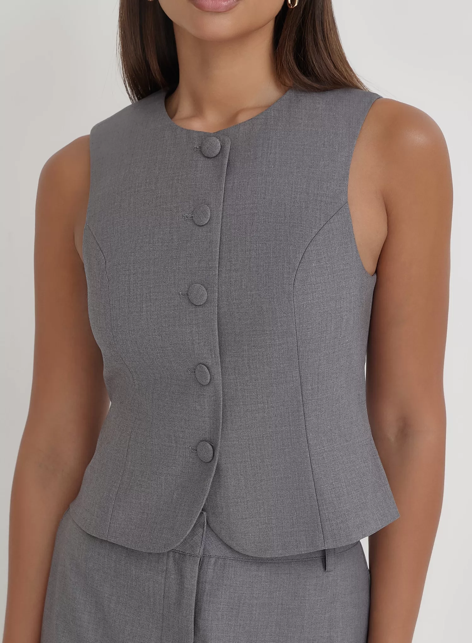 Grey Tailored Waistcoat- Hallie-4th & Reckless Sale