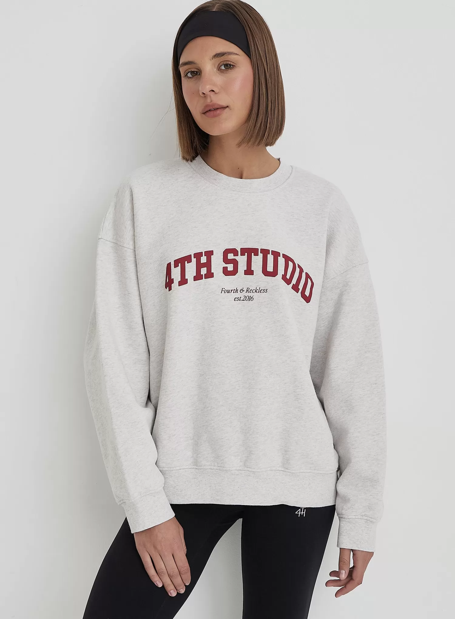 Grey 4th Studio Slogan Oversized Sweatshirt- Reece-4th & Reckless Clearance