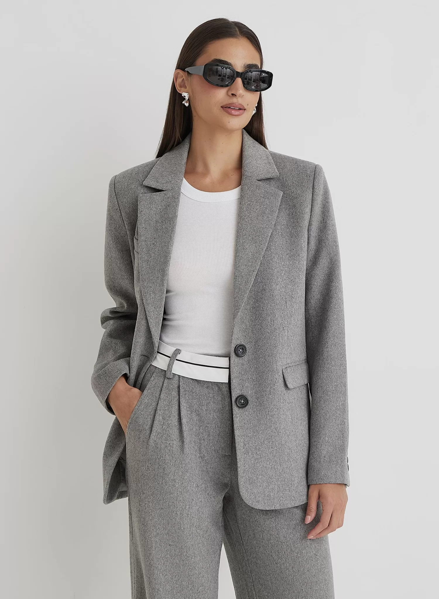 Grey Wool Blazer- Gabbi-4th & Reckless Best