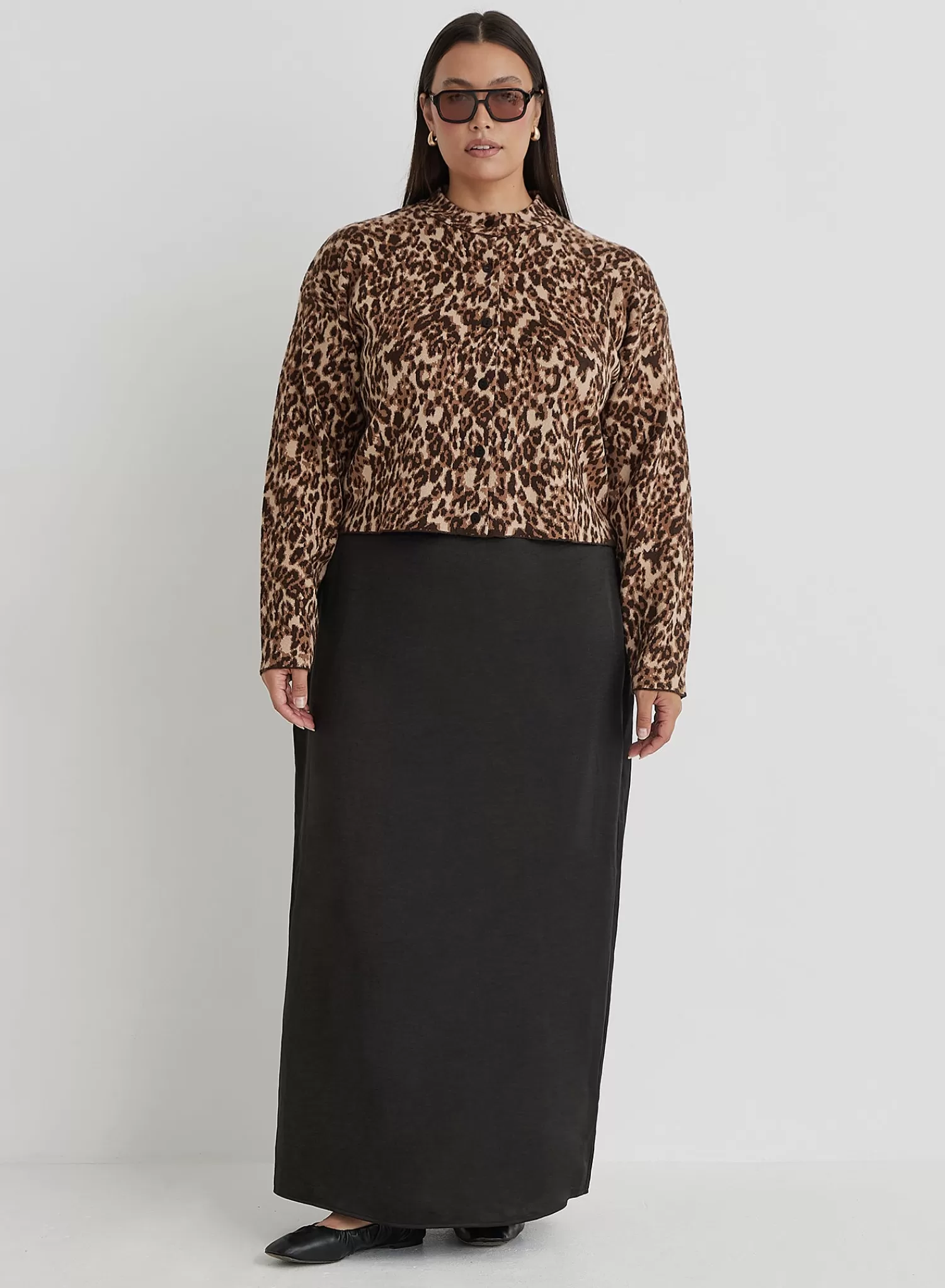 Leopard Print Curve Knitted Cardigan- Drew-4th & Reckless Best