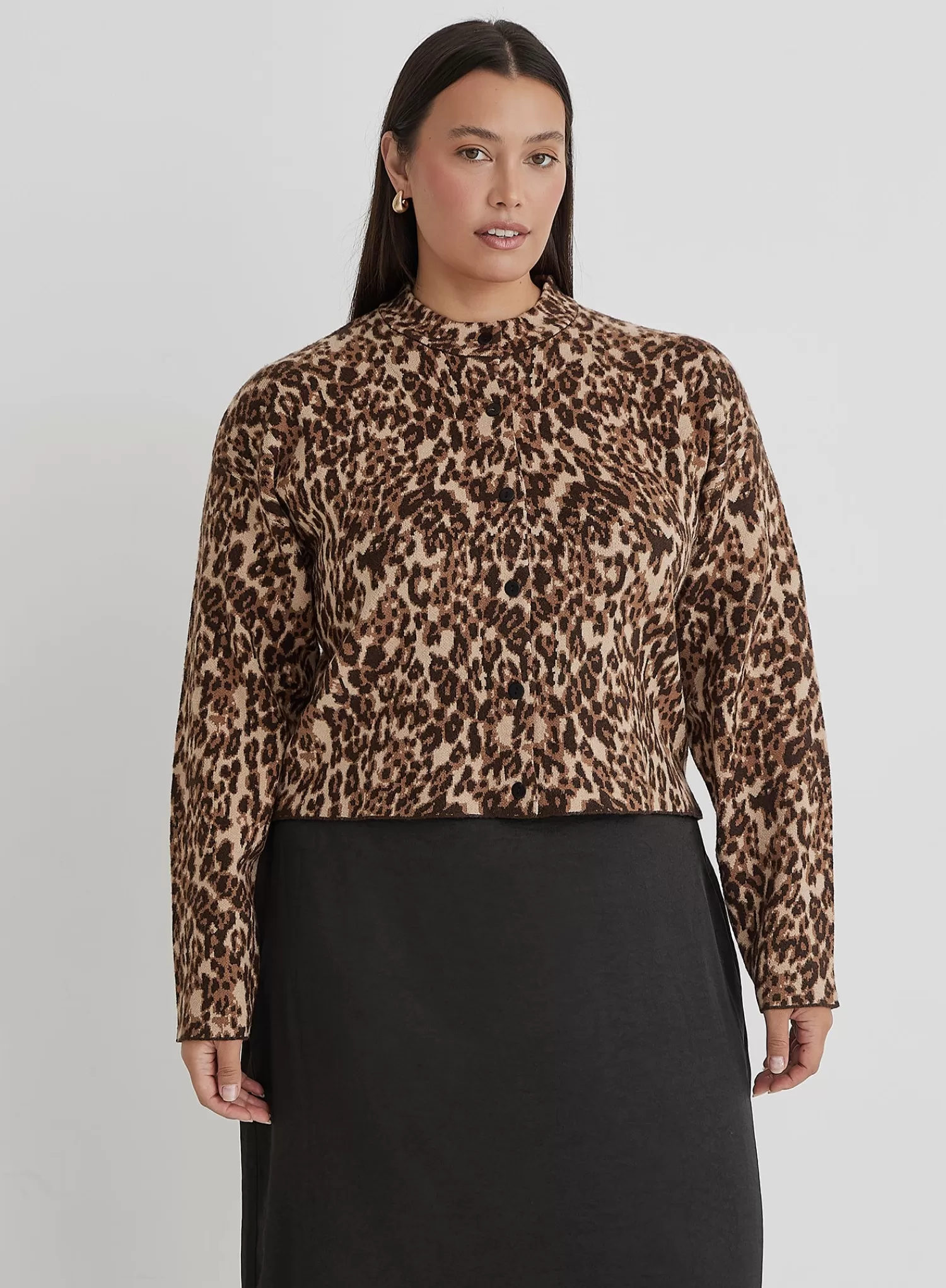 Leopard Print Curve Knitted Cardigan- Drew-4th & Reckless Best