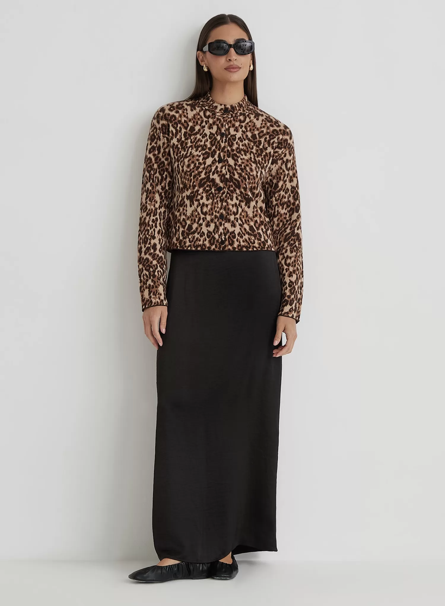 Leopard Print Knitted Cardigan- Drew-4th & Reckless Shop