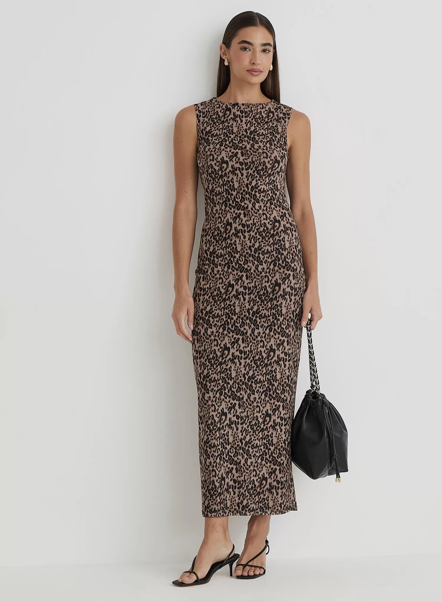 Leopard Print Mesh Maxi Dress- Derry-4th & Reckless Best