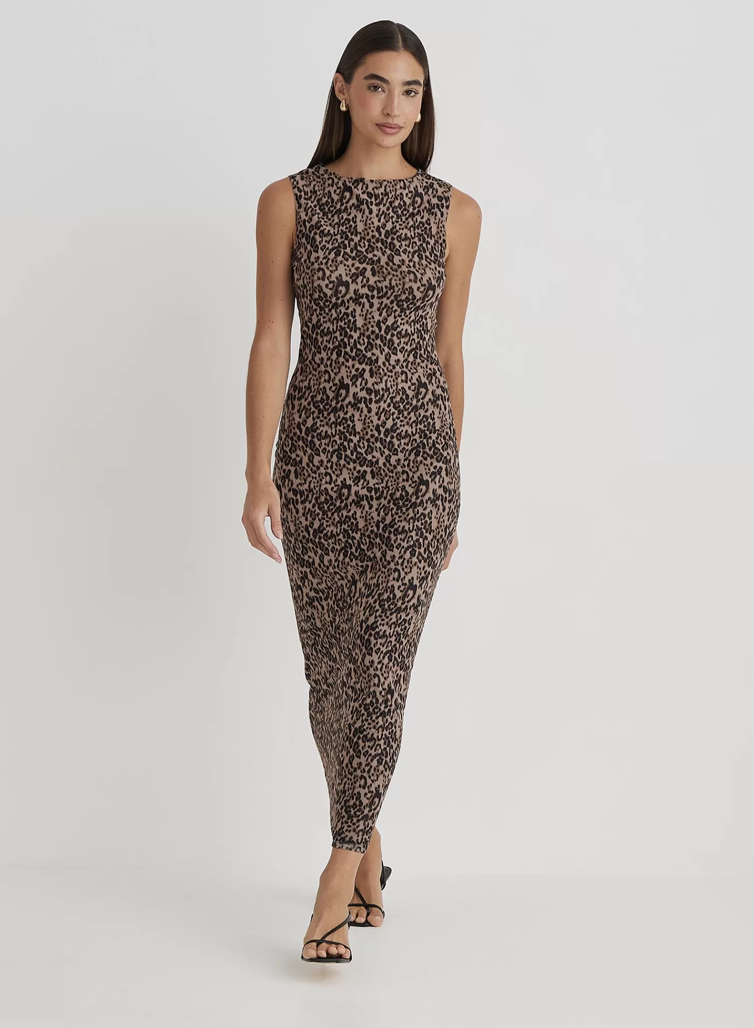 Leopard Print Mesh Maxi Dress- Derry-4th & Reckless Best