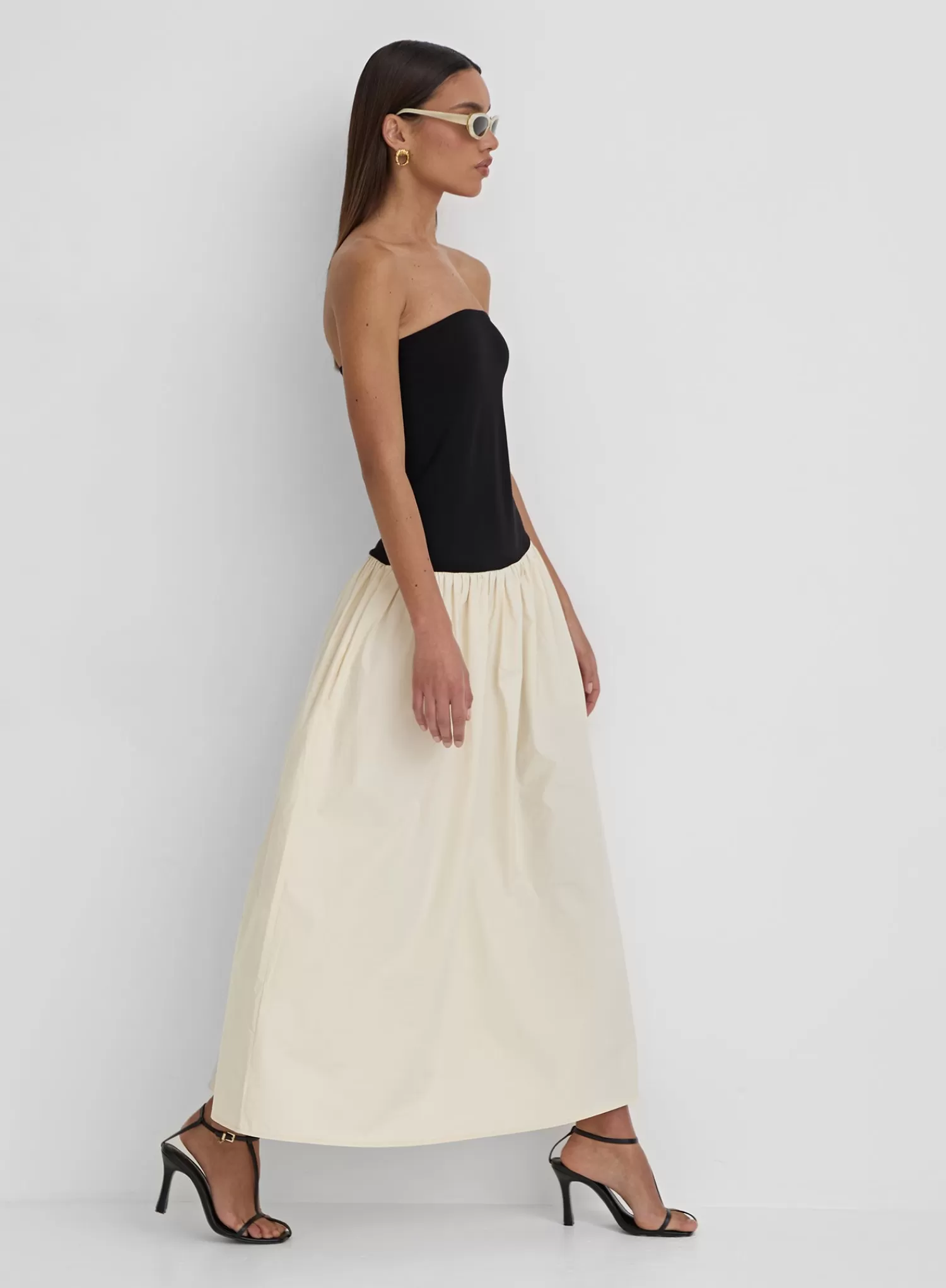 Monochrome Drop Waist Bandeau Dress- Lova-4th & Reckless Discount