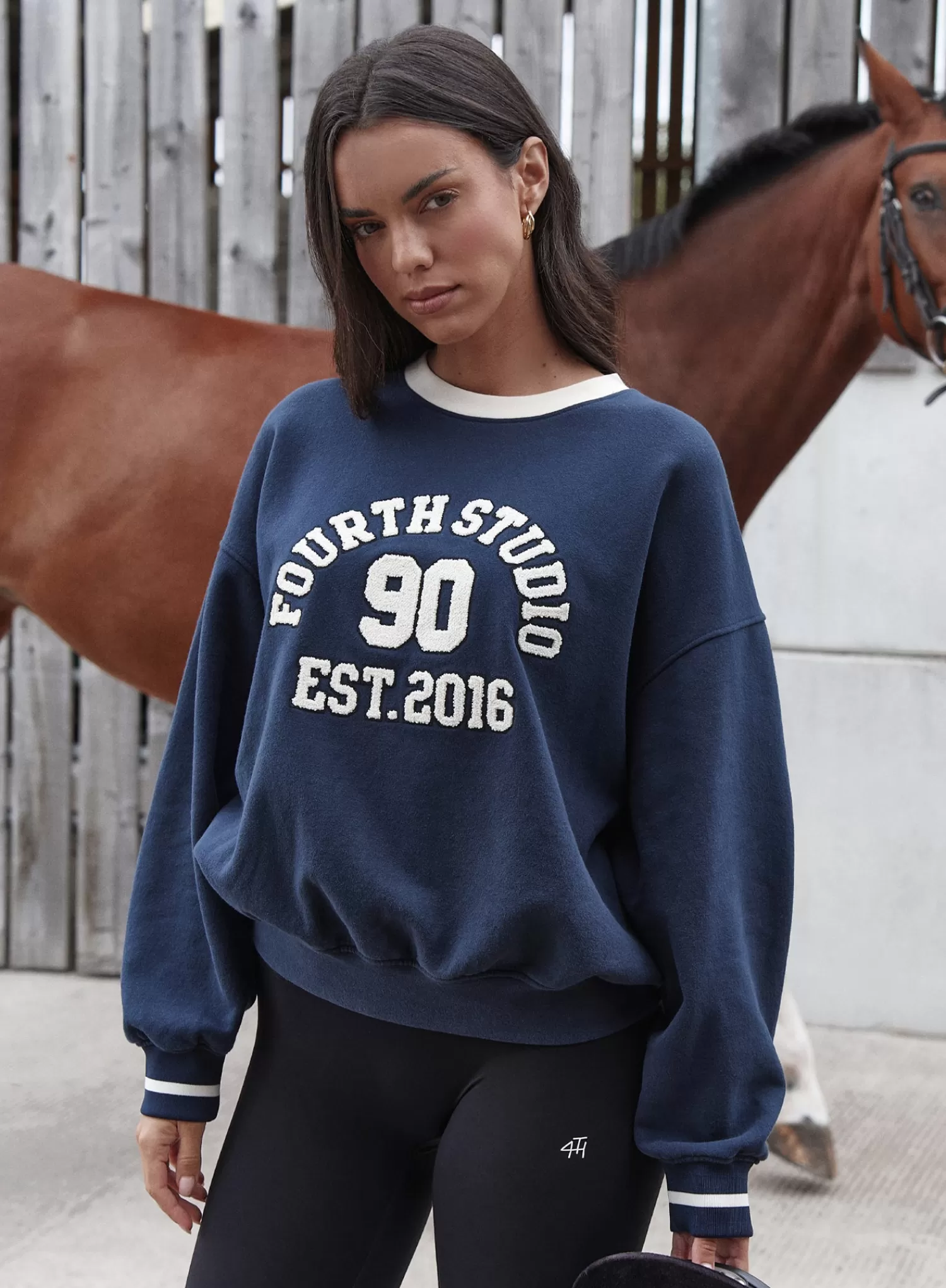 Navy Fourth Studio Relaxed Oversized Sweatshirt- Davis-4th & Reckless Best Sale