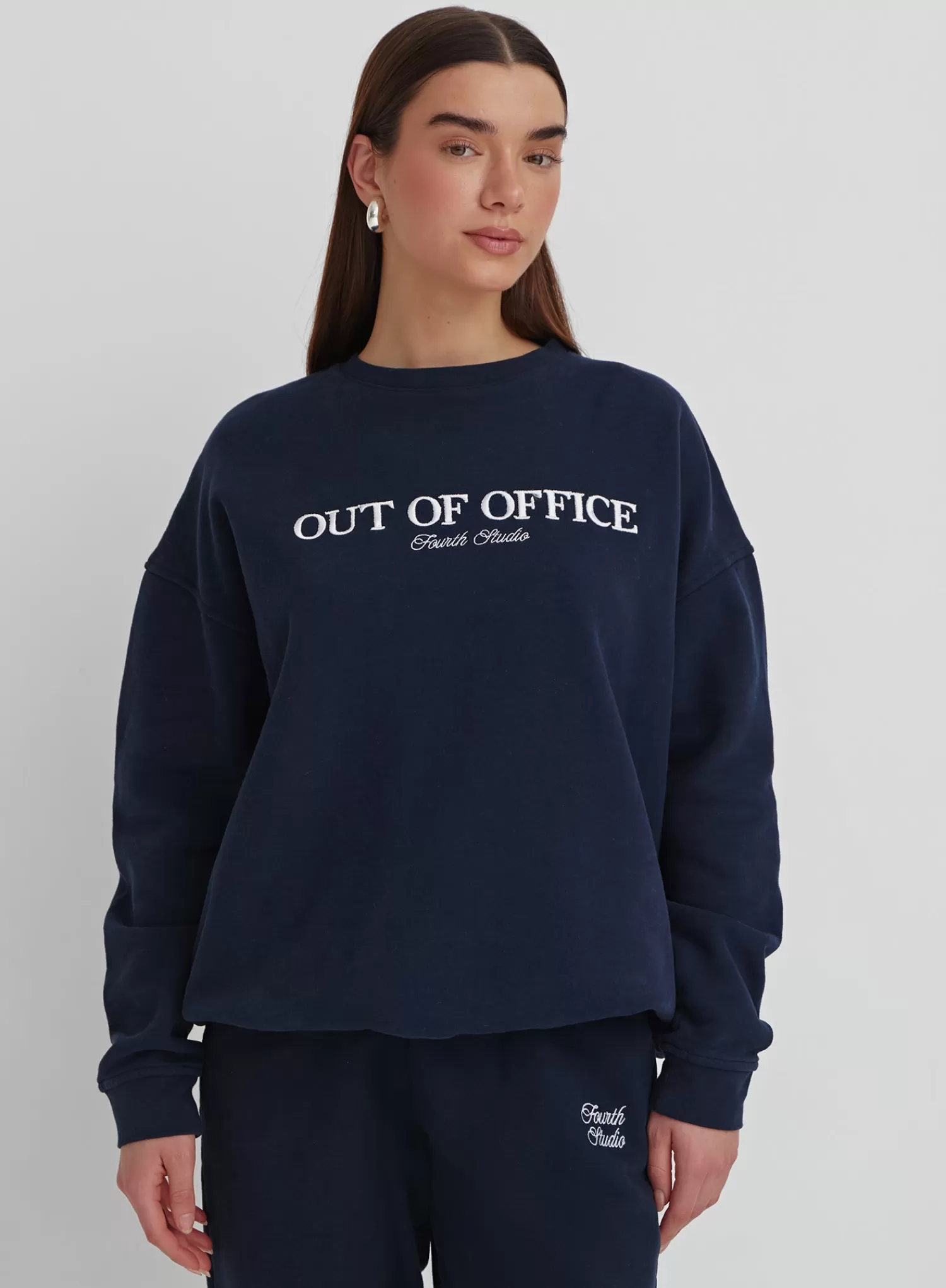 Navy Out Of Office Embroidered Oversized Sweatshirt - Peyton-4th & Reckless Flash Sale