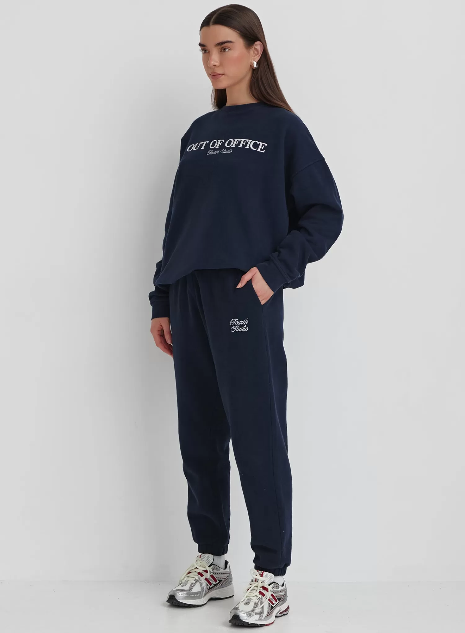 Navy Out Of Office Embroidered Oversized Sweatshirt - Peyton-4th & Reckless Flash Sale
