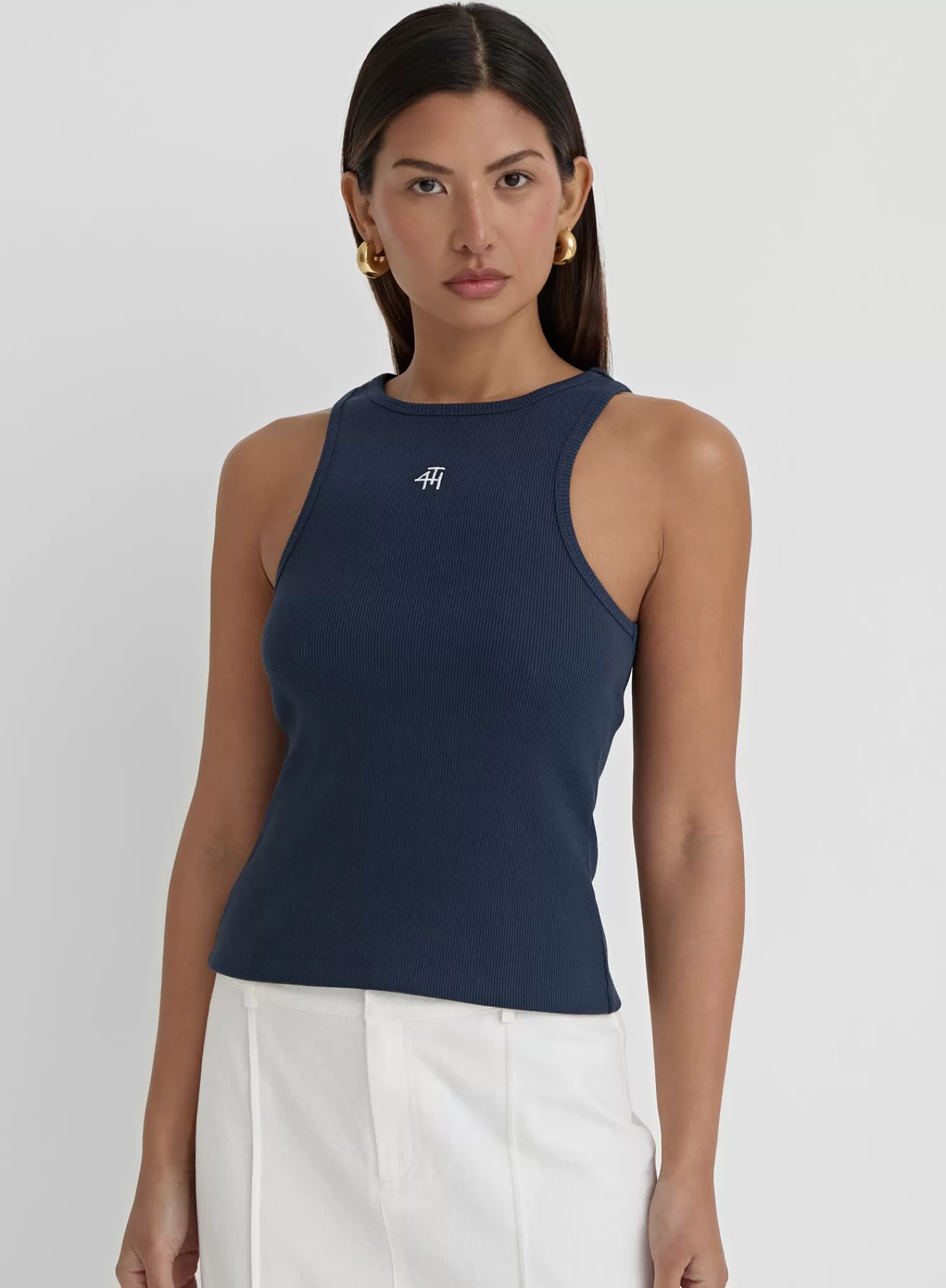 Navy 4th Branded Racer Vest Top- Everyday-4th & Reckless Shop