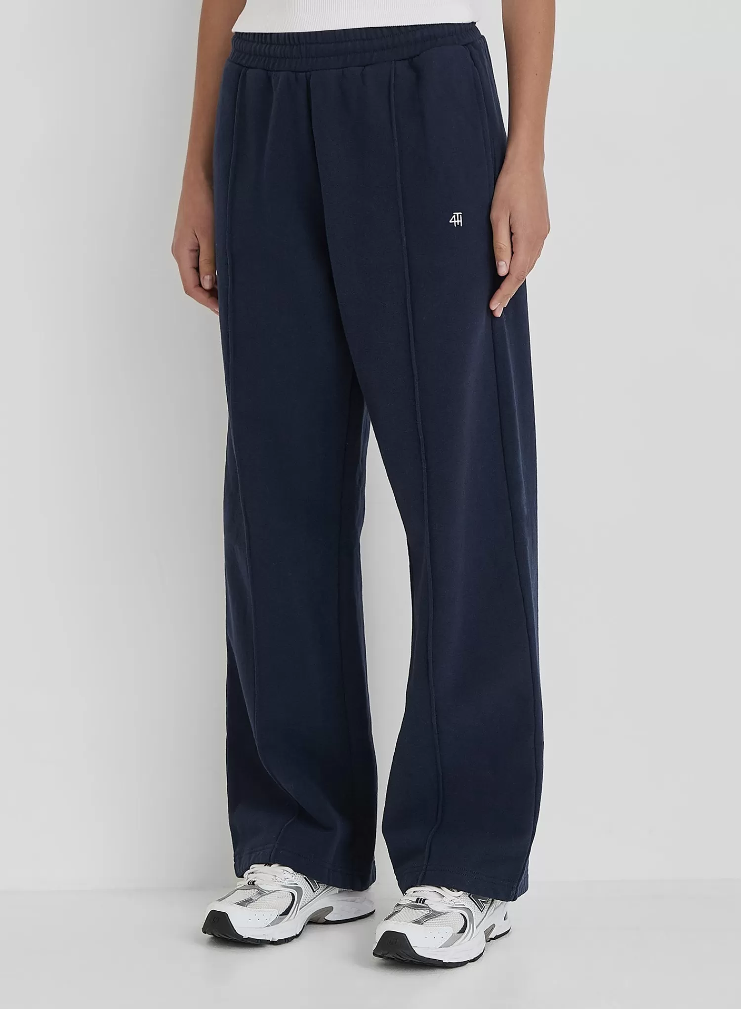 Navy 4th Wide Leg Branded Joggers- Fergie-4th & Reckless Flash Sale