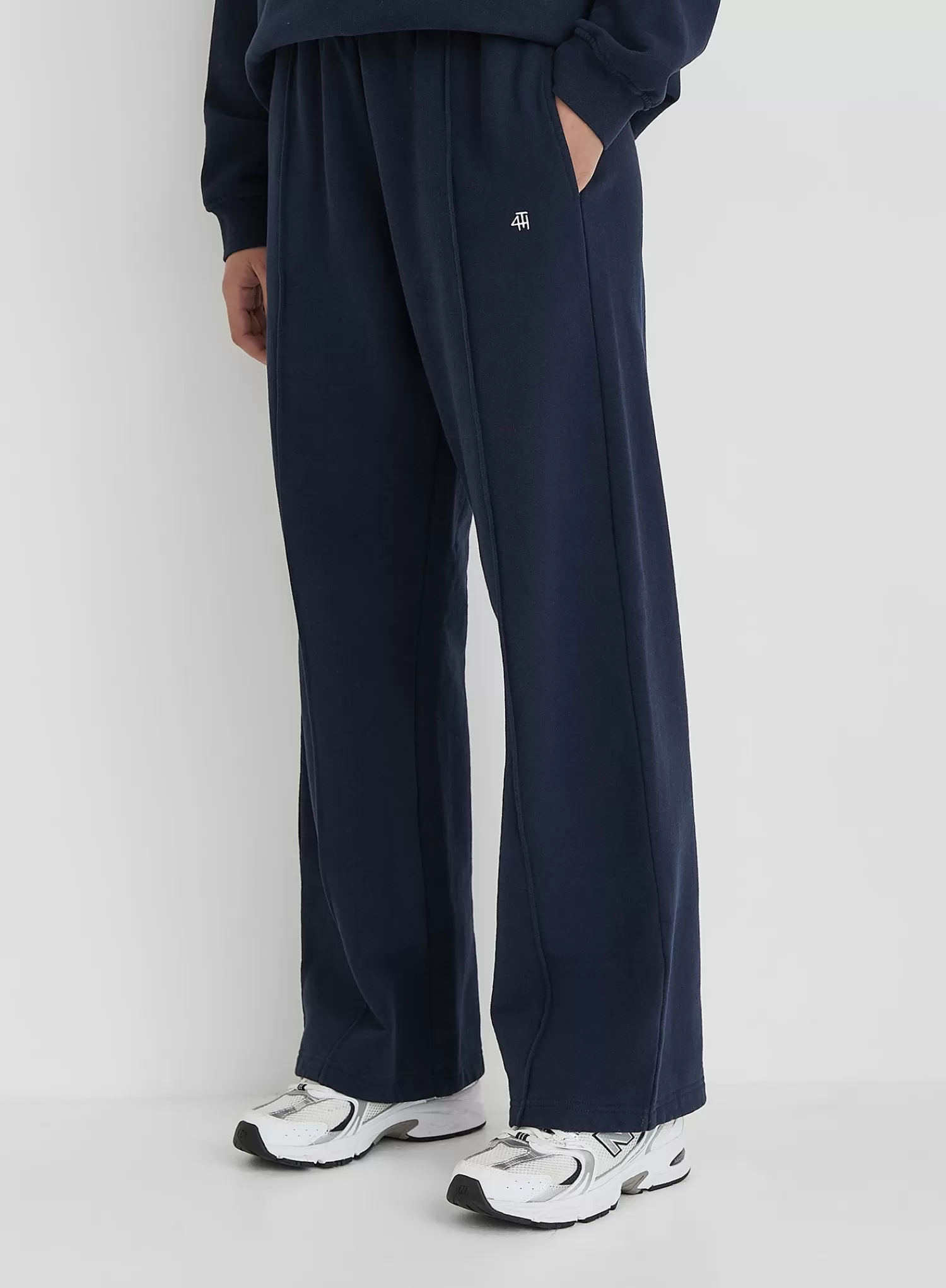 Navy 4th Wide Leg Branded Joggers- Fergie-4th & Reckless Flash Sale