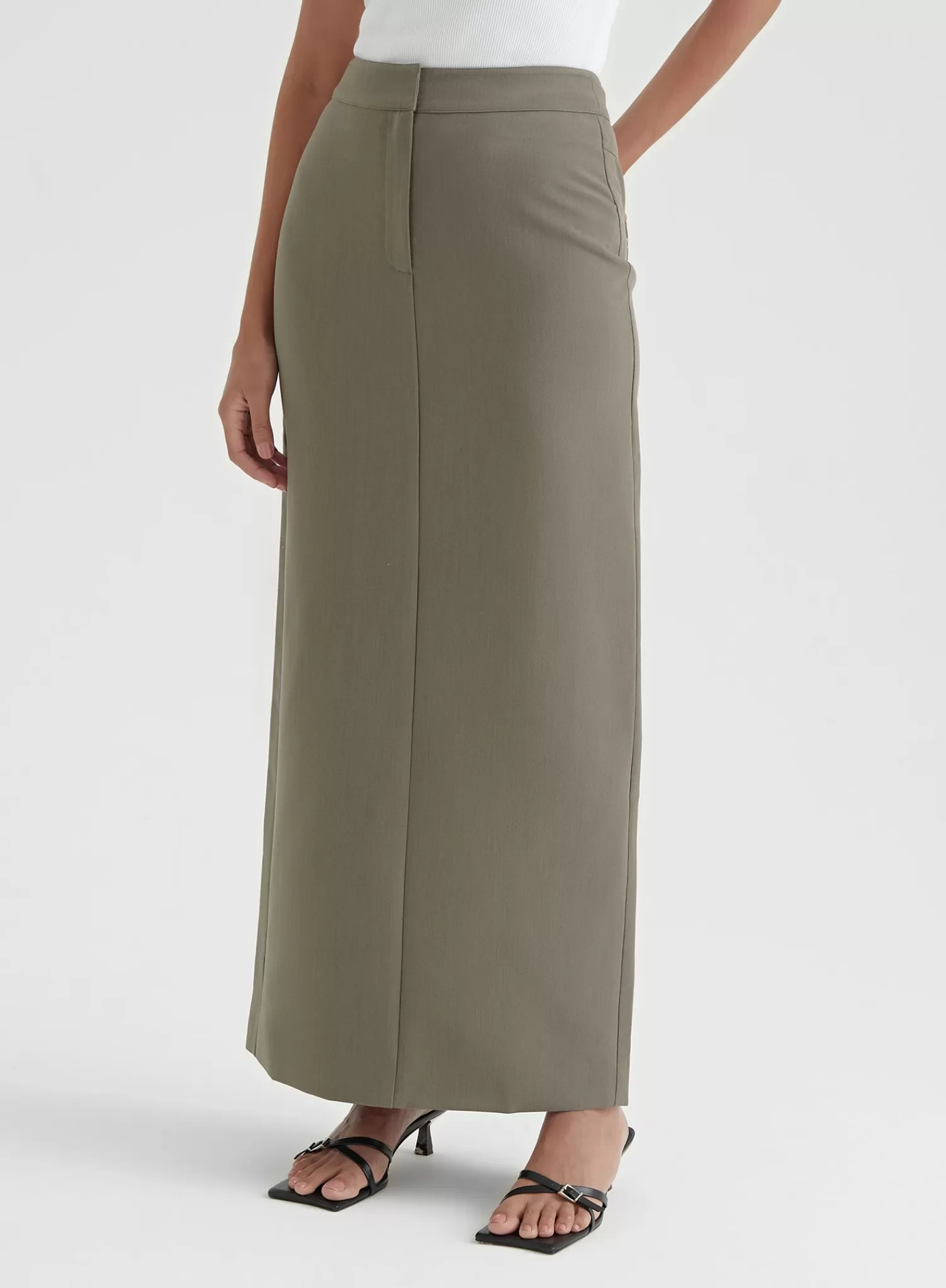 Olive Green Tailored Midaxi Skirt - Kennedy-4th & Reckless Best Sale