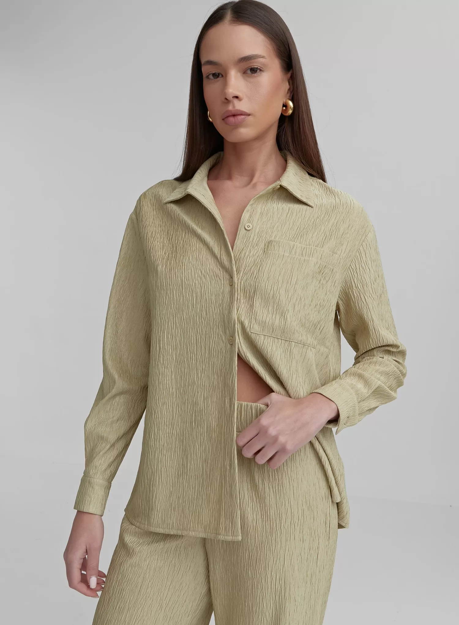 Olive Textured Shirt- Charlo-4th & Reckless Shop