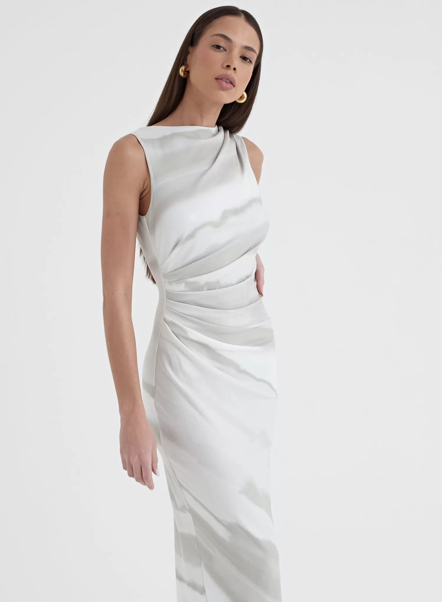 Printed Ruched Jersey Midaxi Dress - Tamilda-4th & Reckless Hot