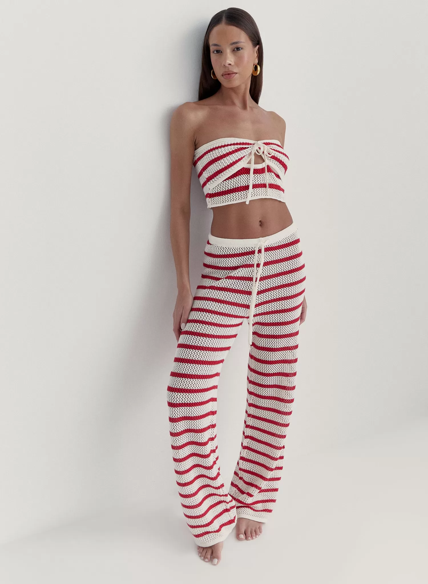 Red And White Striped Knitted Trouser- Lior-4th & Reckless Best Sale