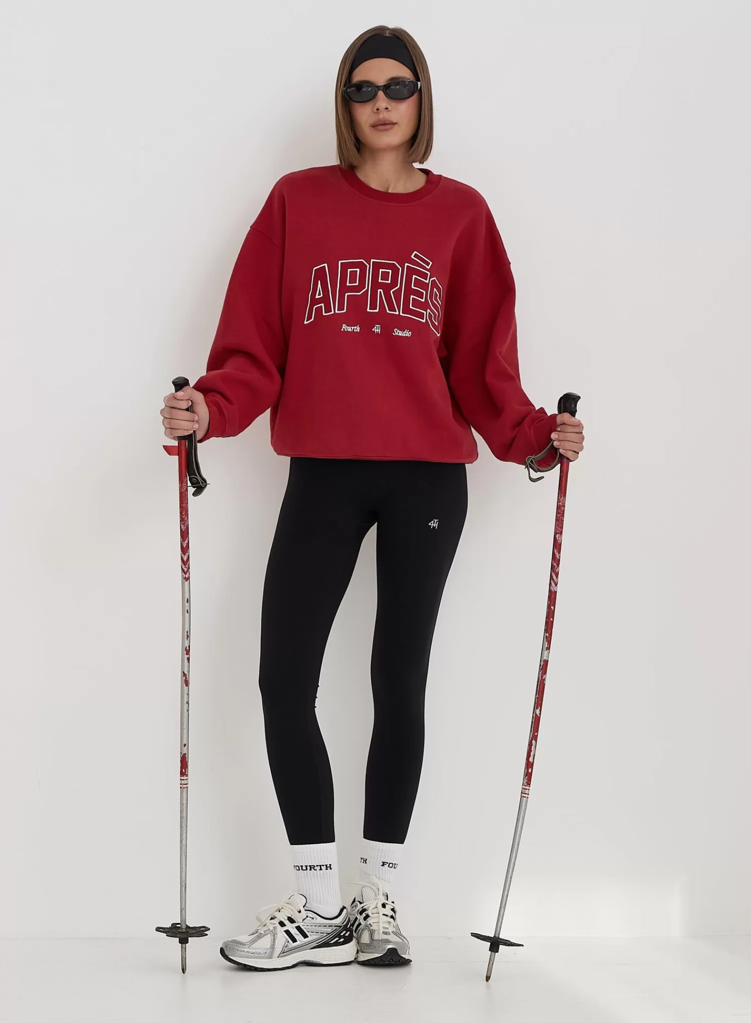 Red Embroidered Apres Slogan Oversized Sweatshirt- Freya-4th & Reckless Online