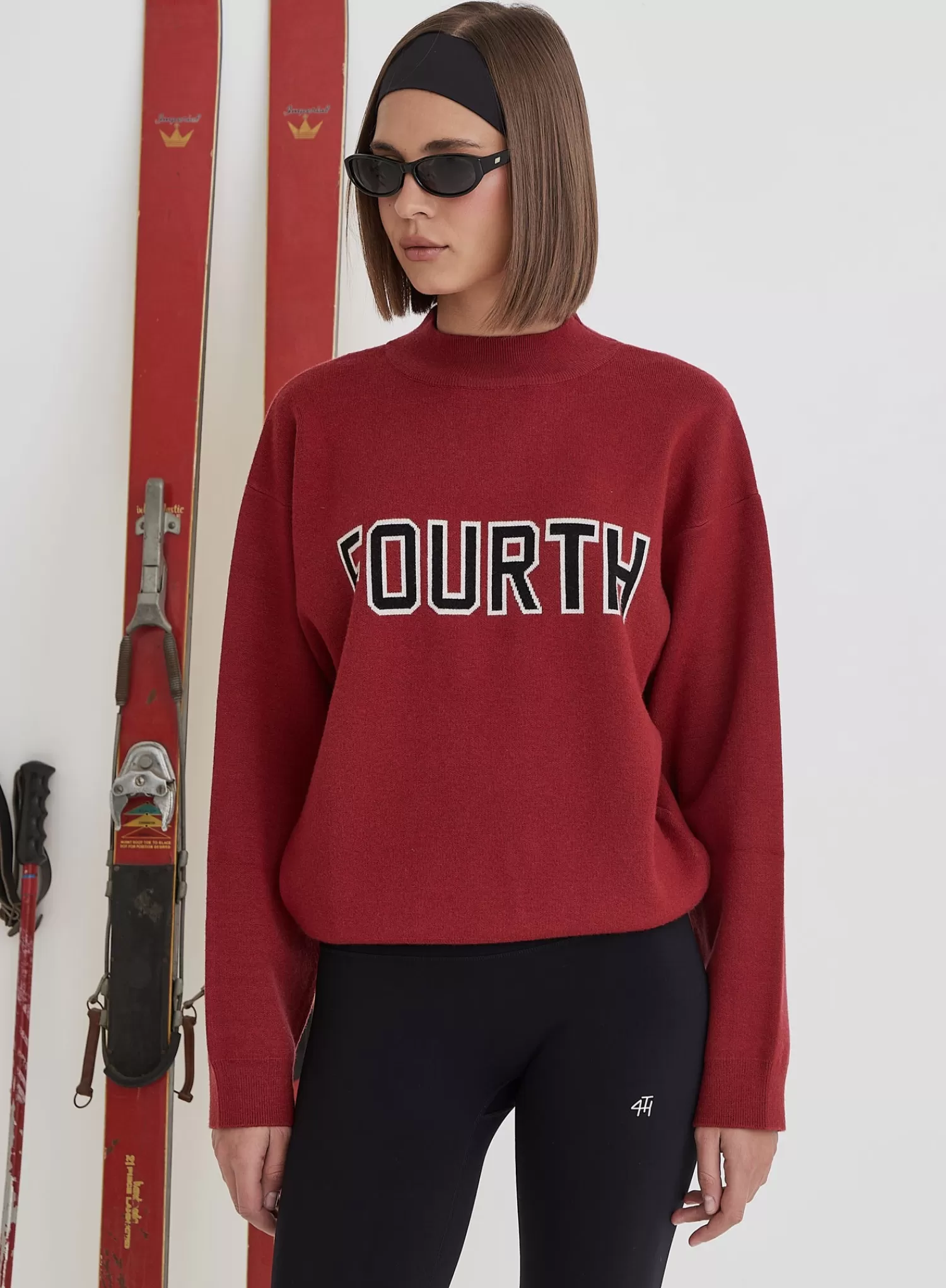 Red Fourth Branded Knitted Oversized Jumper- Lidia-4th & Reckless Flash Sale