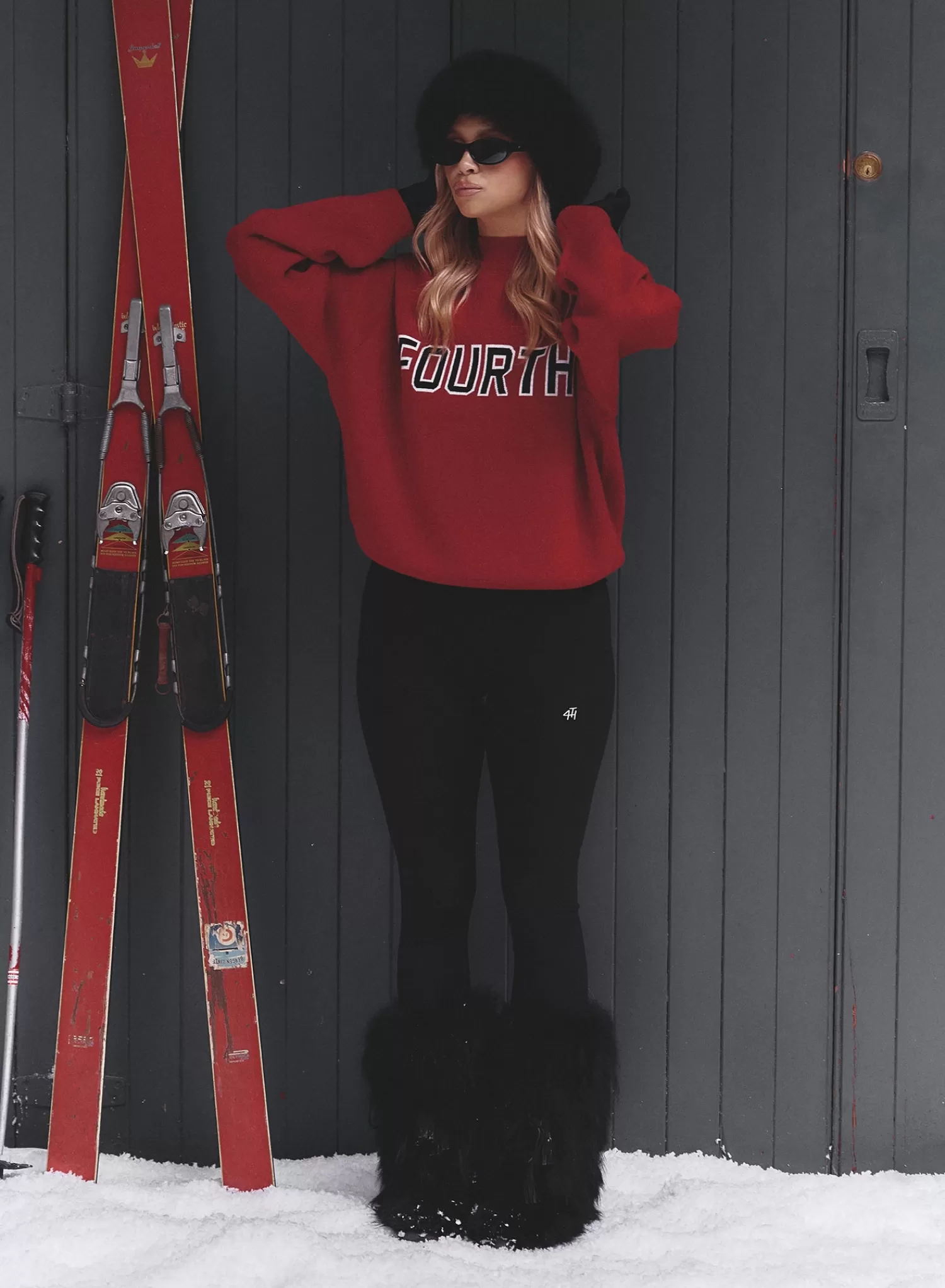 Red Fourth Branded Knitted Oversized Jumper- Lidia-4th & Reckless Flash Sale