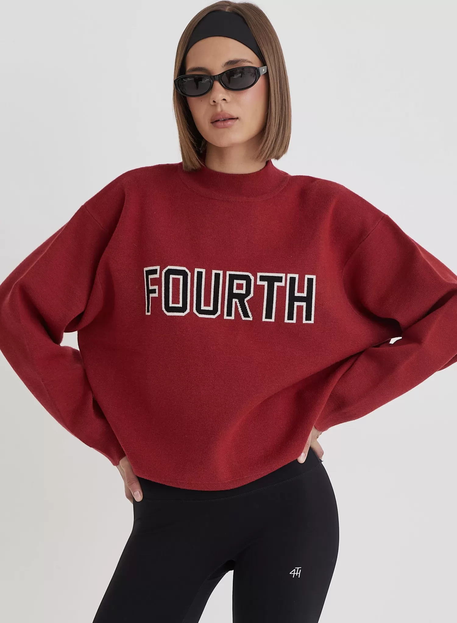 Red Fourth Branded Knitted Oversized Jumper- Lidia-4th & Reckless Flash Sale