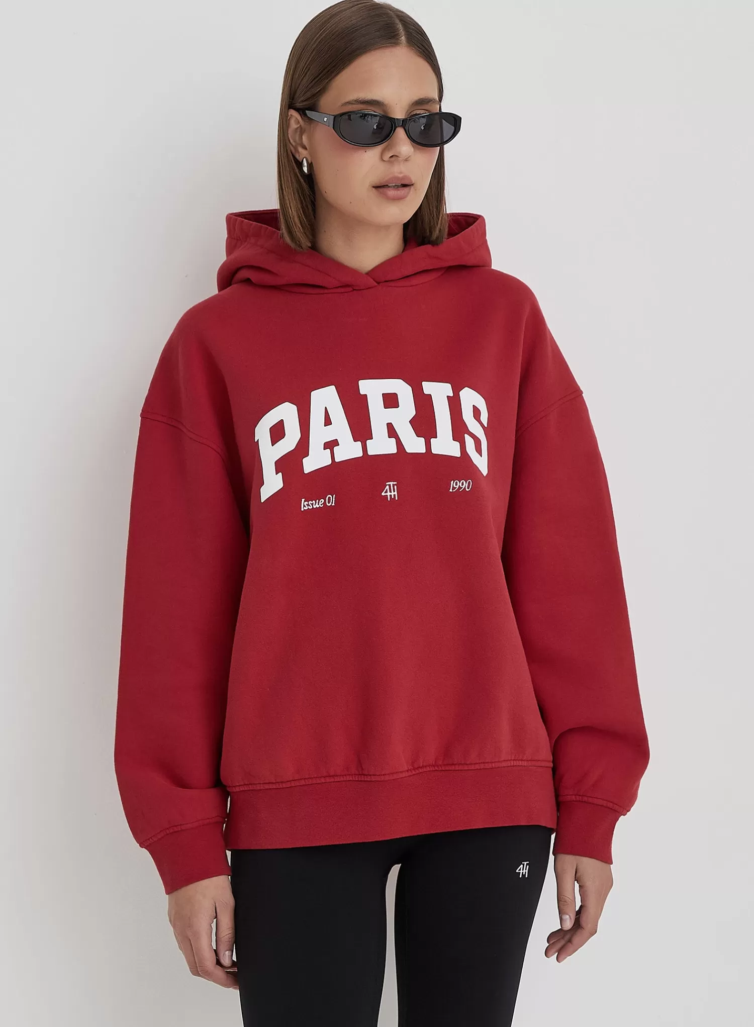 Red Paris Slogan Oversized Hoodie- Luna-4th & Reckless Store