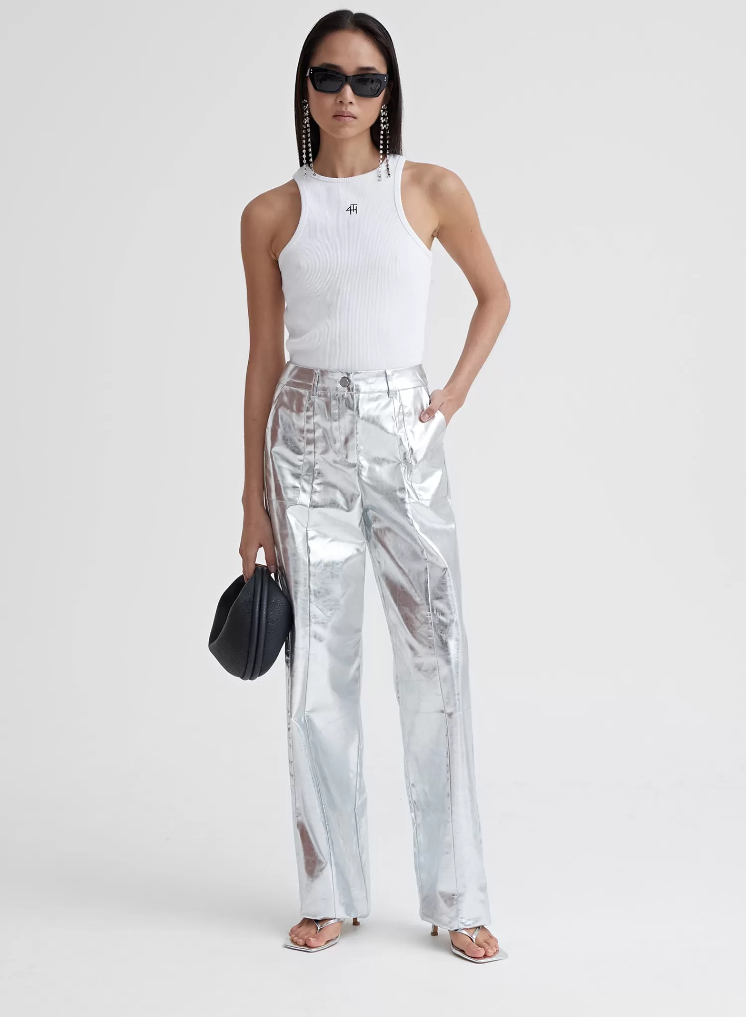 Silver Metallic Faux Leather Trouser - Zelda-4th & Reckless New