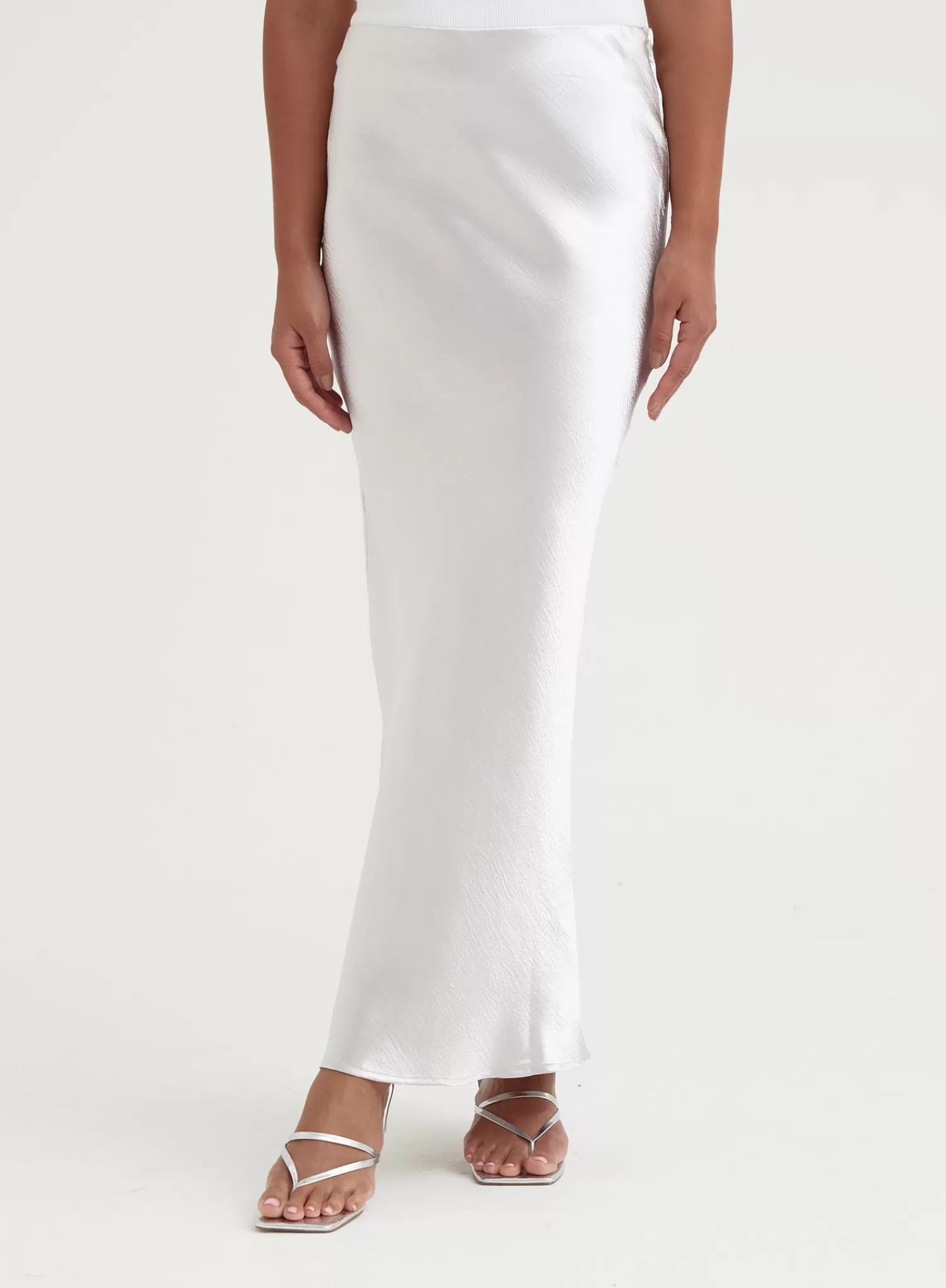 Silver Satin Midaxi Skirt - Silvie-4th & Reckless Flash Sale