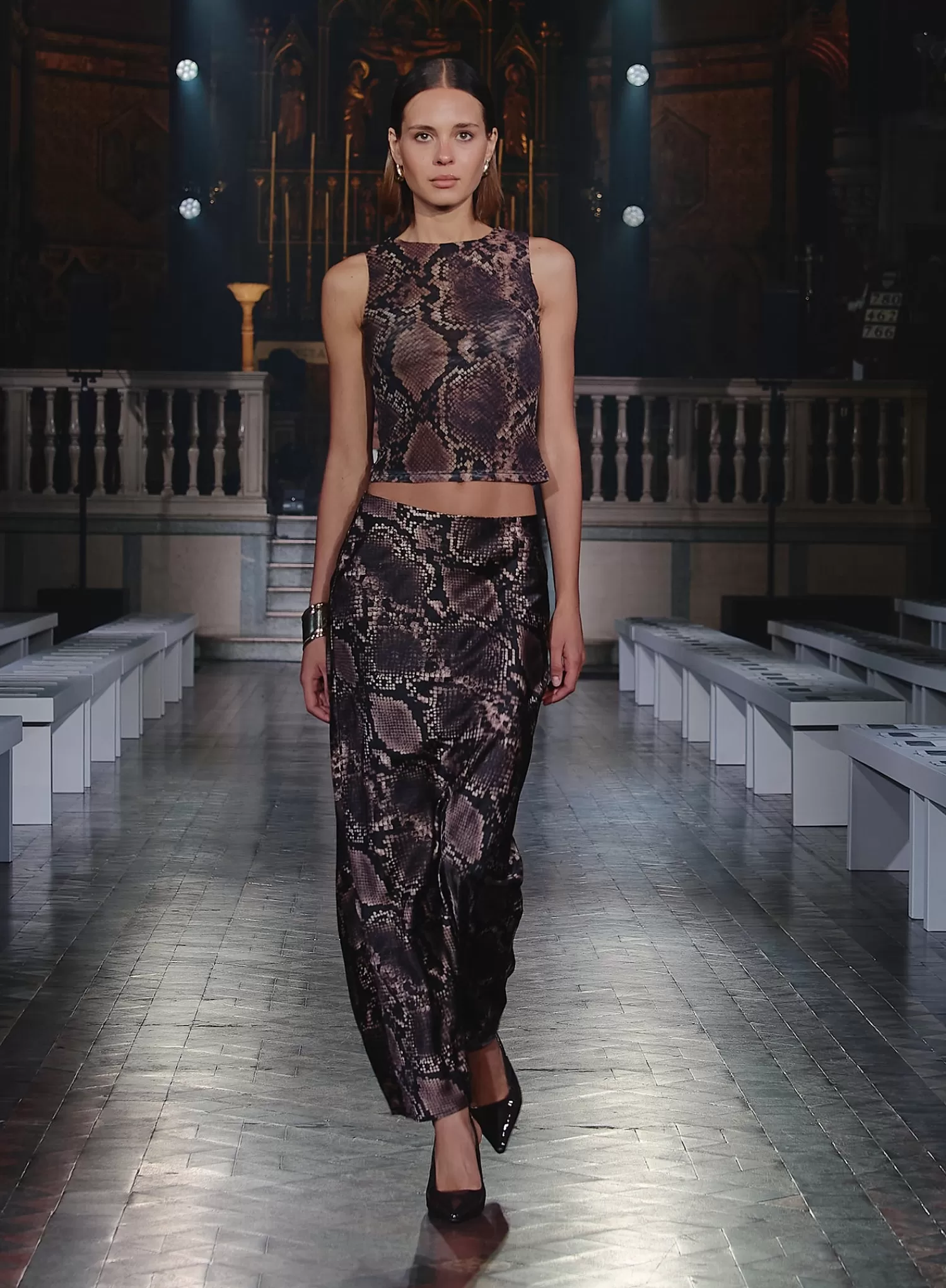 Snakeskin Satin Maxi Skirt- Novah-4th & Reckless Flash Sale