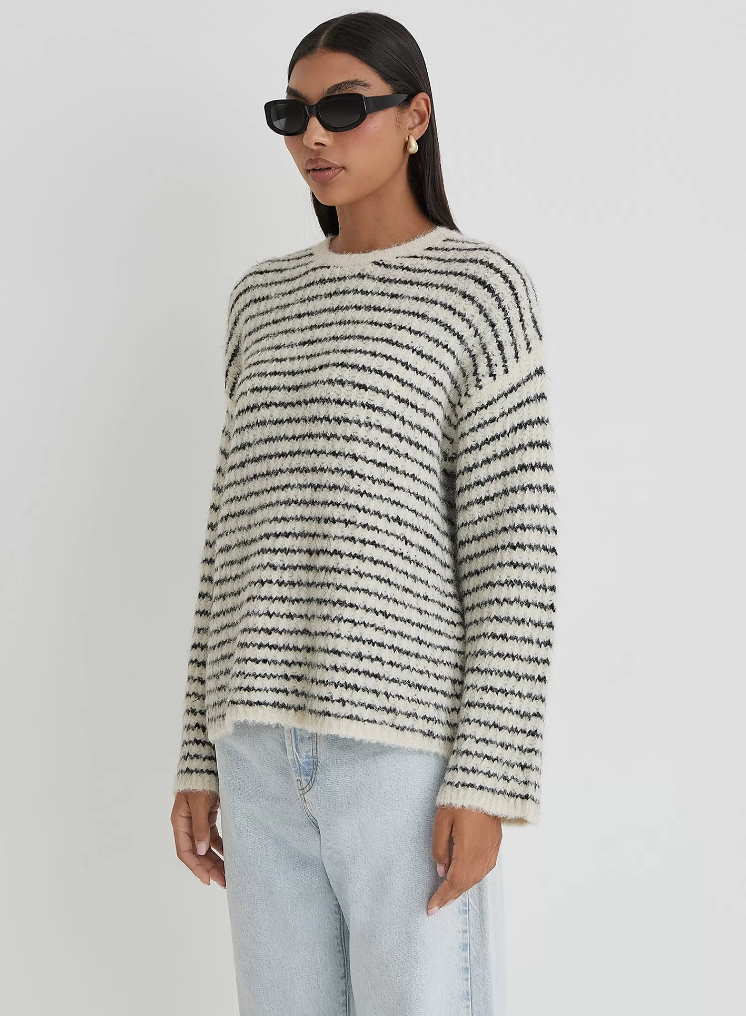 Stripe Oversized Brushed Knit Jumper- Eli-4th & Reckless Clearance