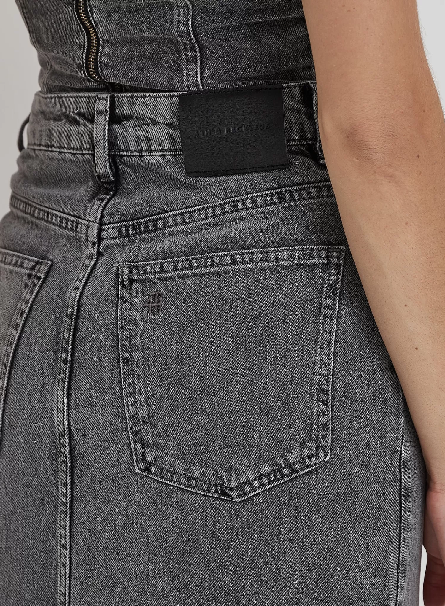 Washed Grey Denim Midaxi Skirt - Maxine-4th & Reckless Clearance
