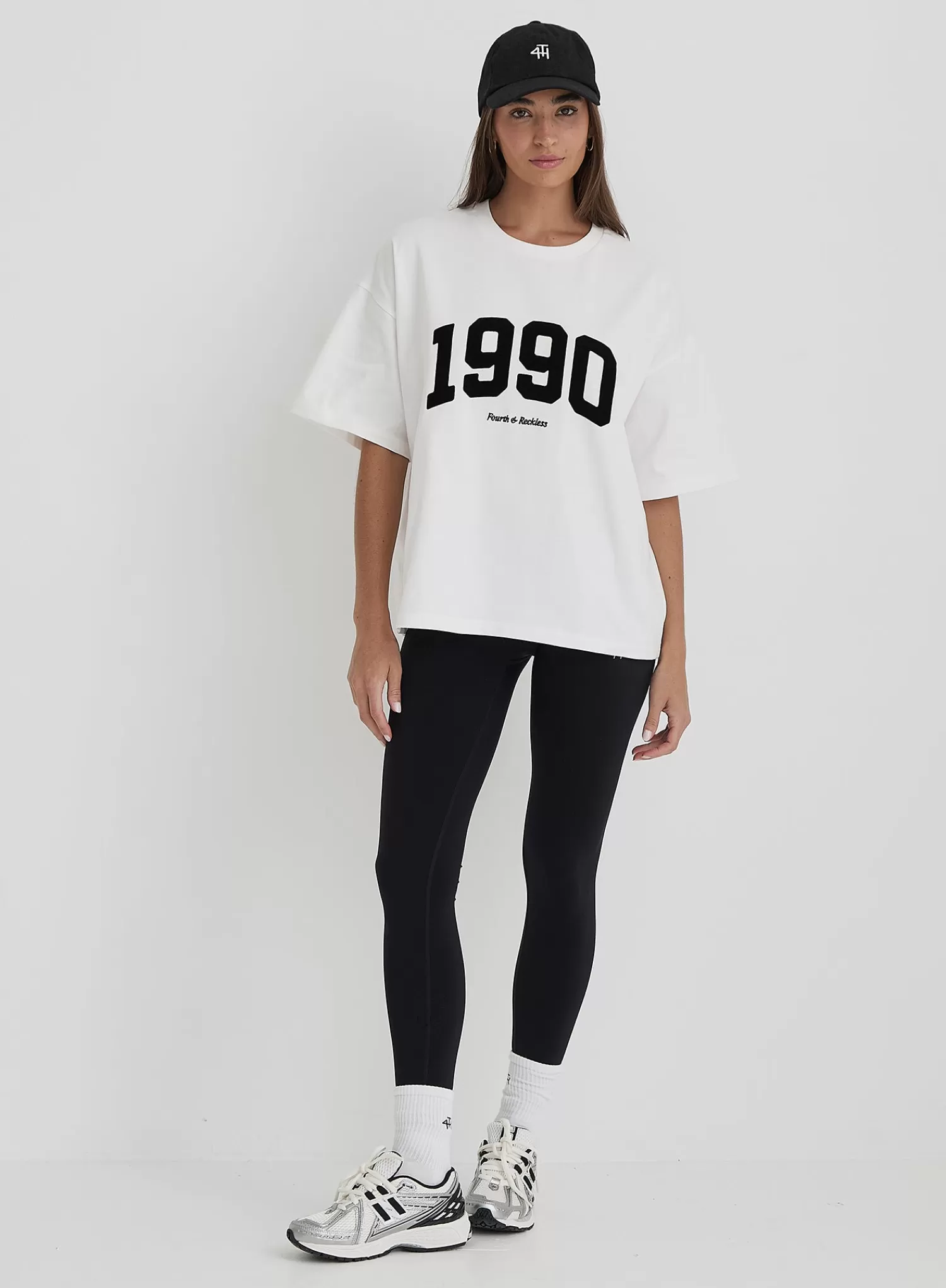 White 1990 Slogan Oversized T-Shirt- Oran-4th & Reckless Online