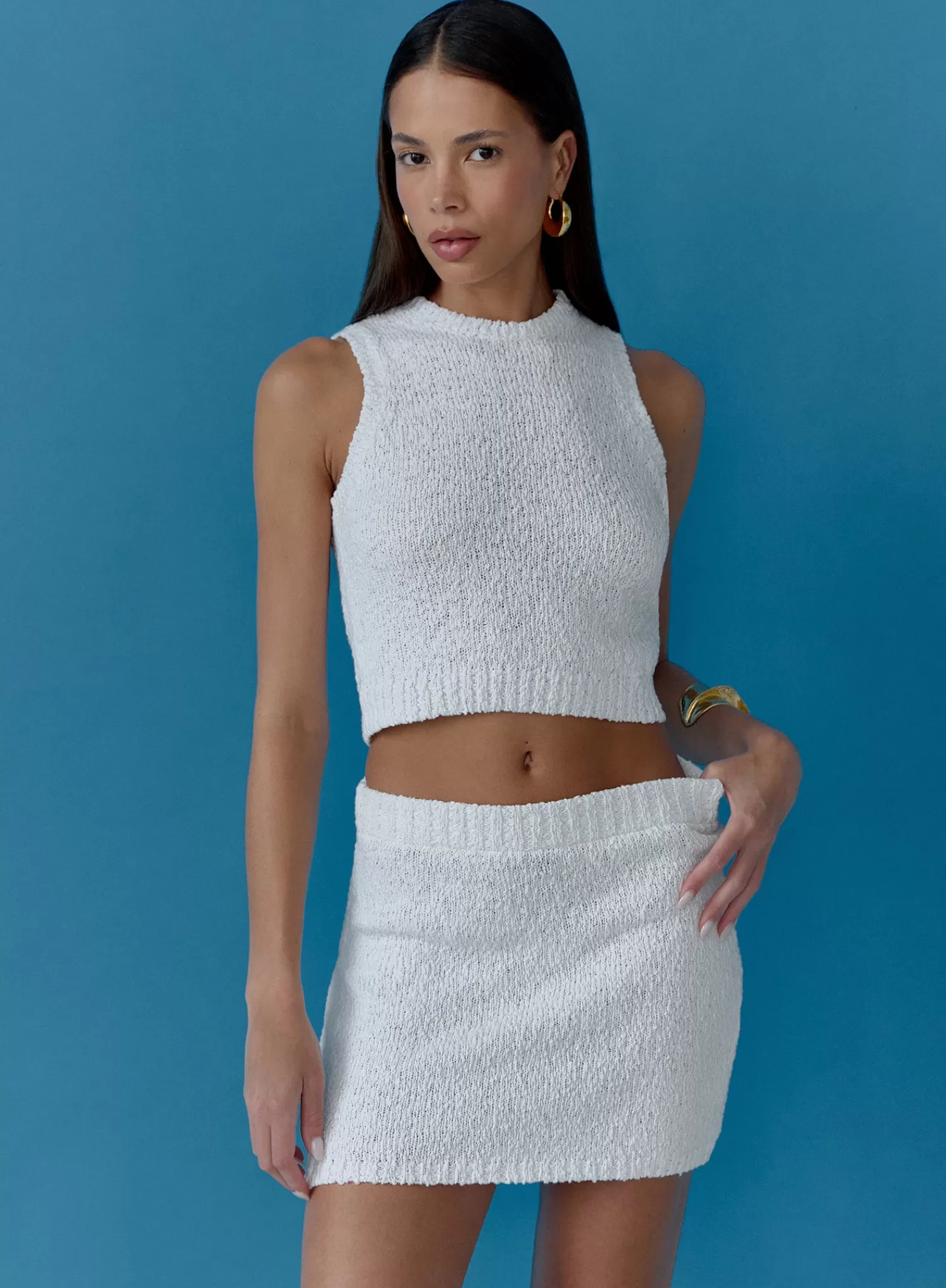 White Cotton Knit Tank Top - Eden-4th & Reckless Fashion