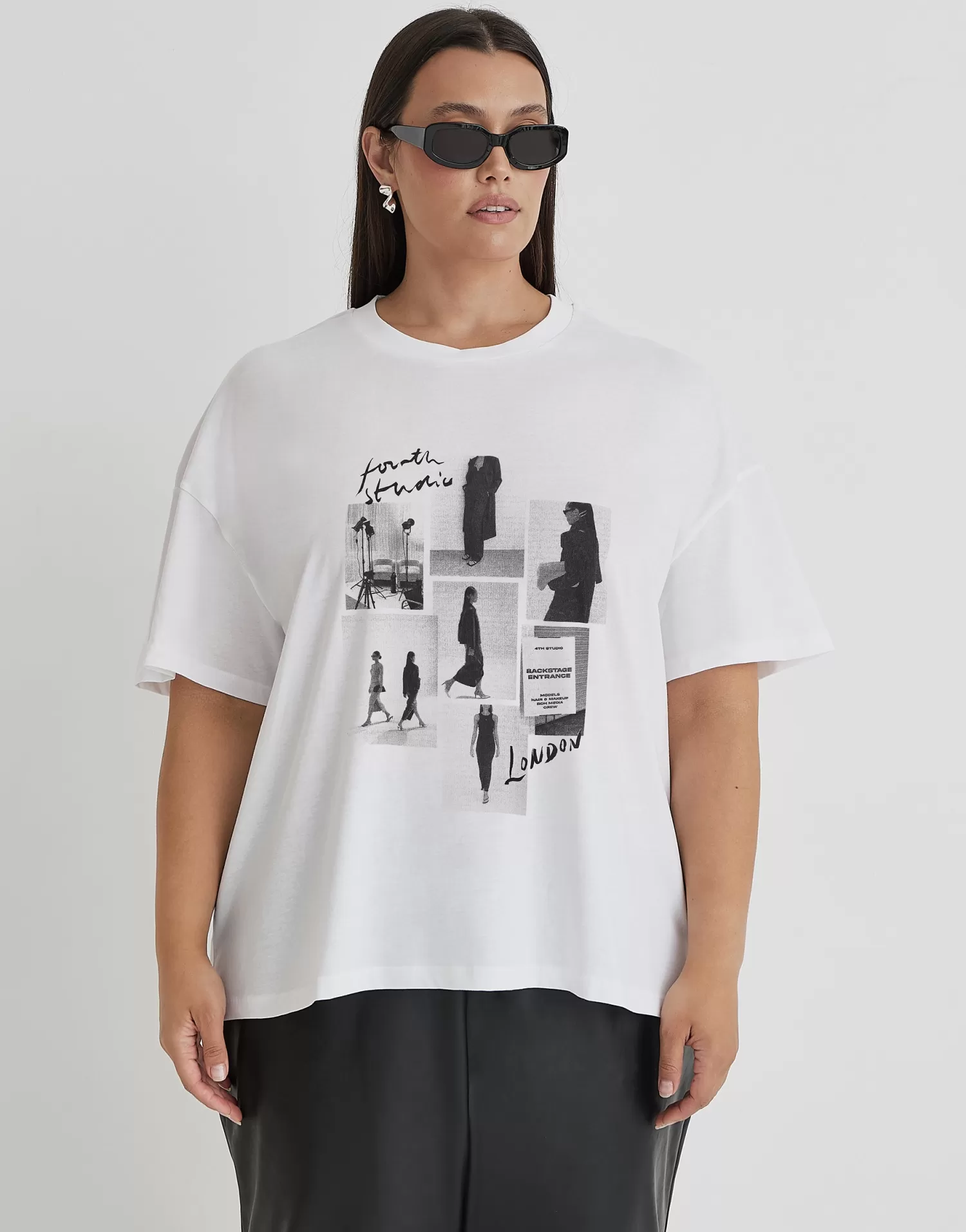 White Curve Catwalk Polaroid Graphic T-Shirt- Bruni-4th & Reckless Online
