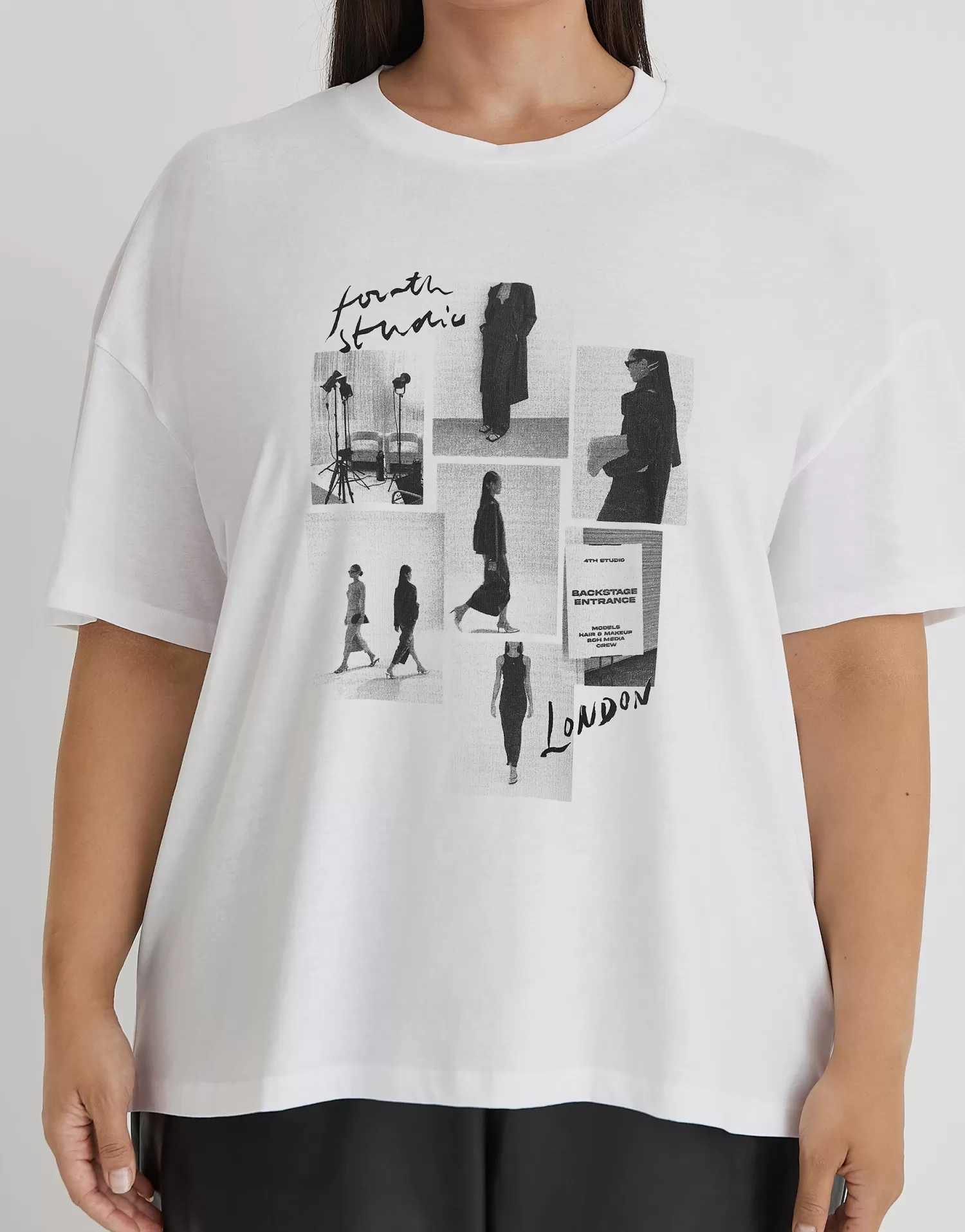 White Curve Catwalk Polaroid Graphic T-Shirt- Bruni-4th & Reckless Online