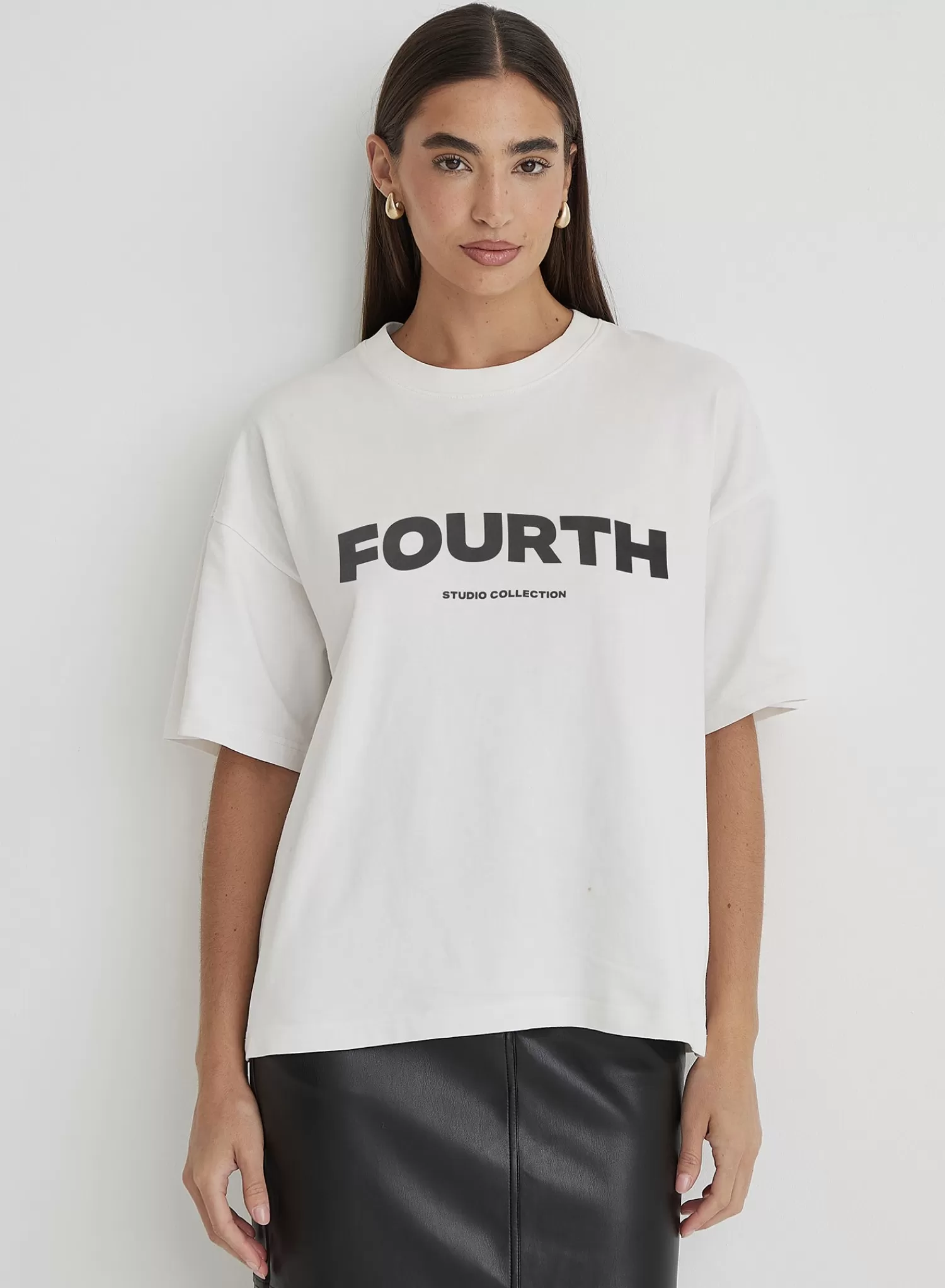White Fourth Branded Oversized T-Shirt- Hannah-4th & Reckless Best