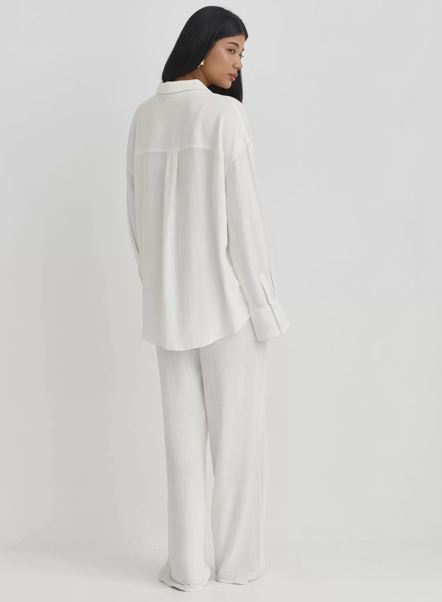 White Linen Loose Fit Trousers- Anna-4th & Reckless Store