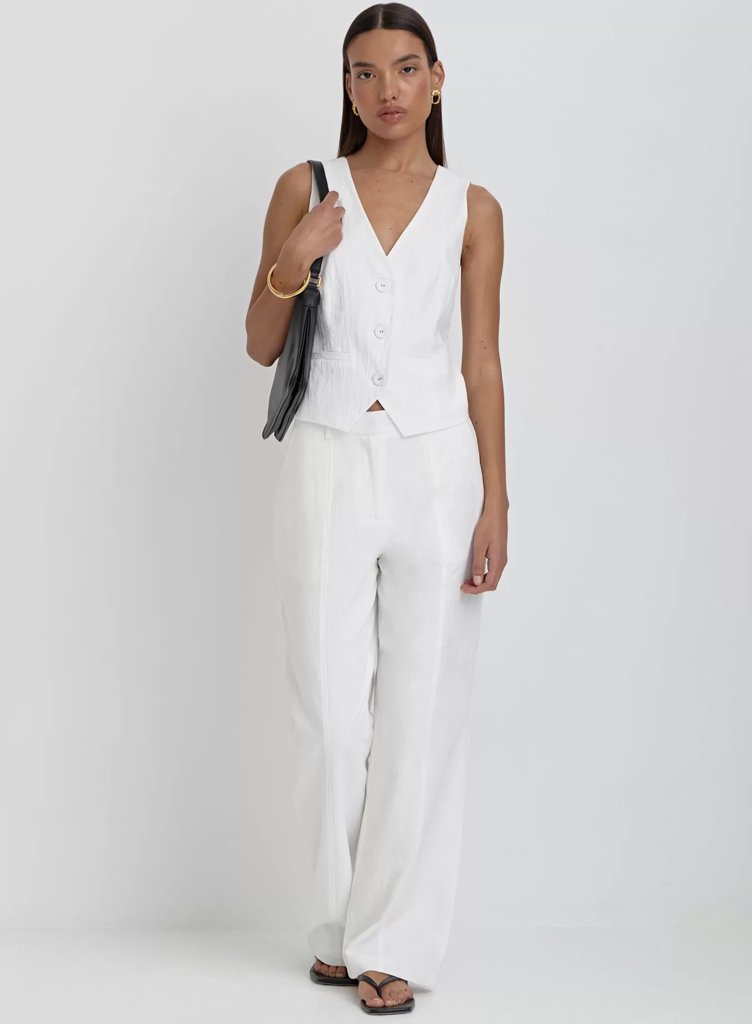 White Linen Tailored Trousers- Tilde-4th & Reckless Shop