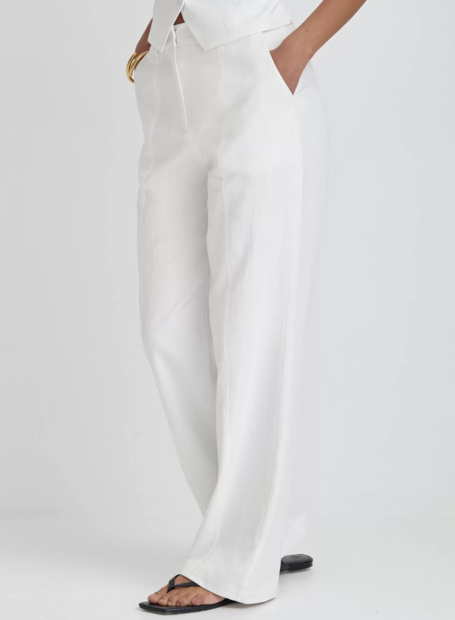 White Linen Tailored Trousers- Tilde-4th & Reckless Shop