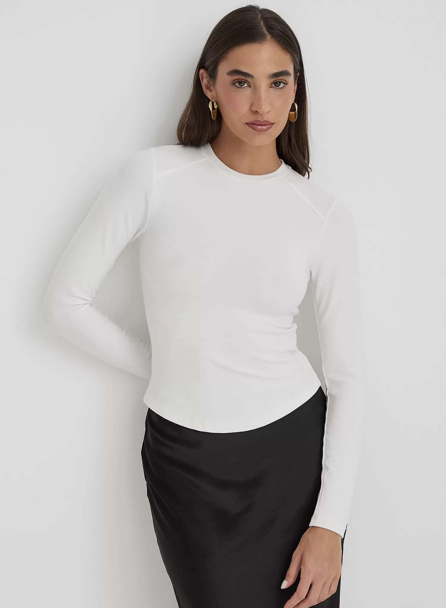 White Long Sleeve Jersey Top- Hailee-4th & Reckless Fashion