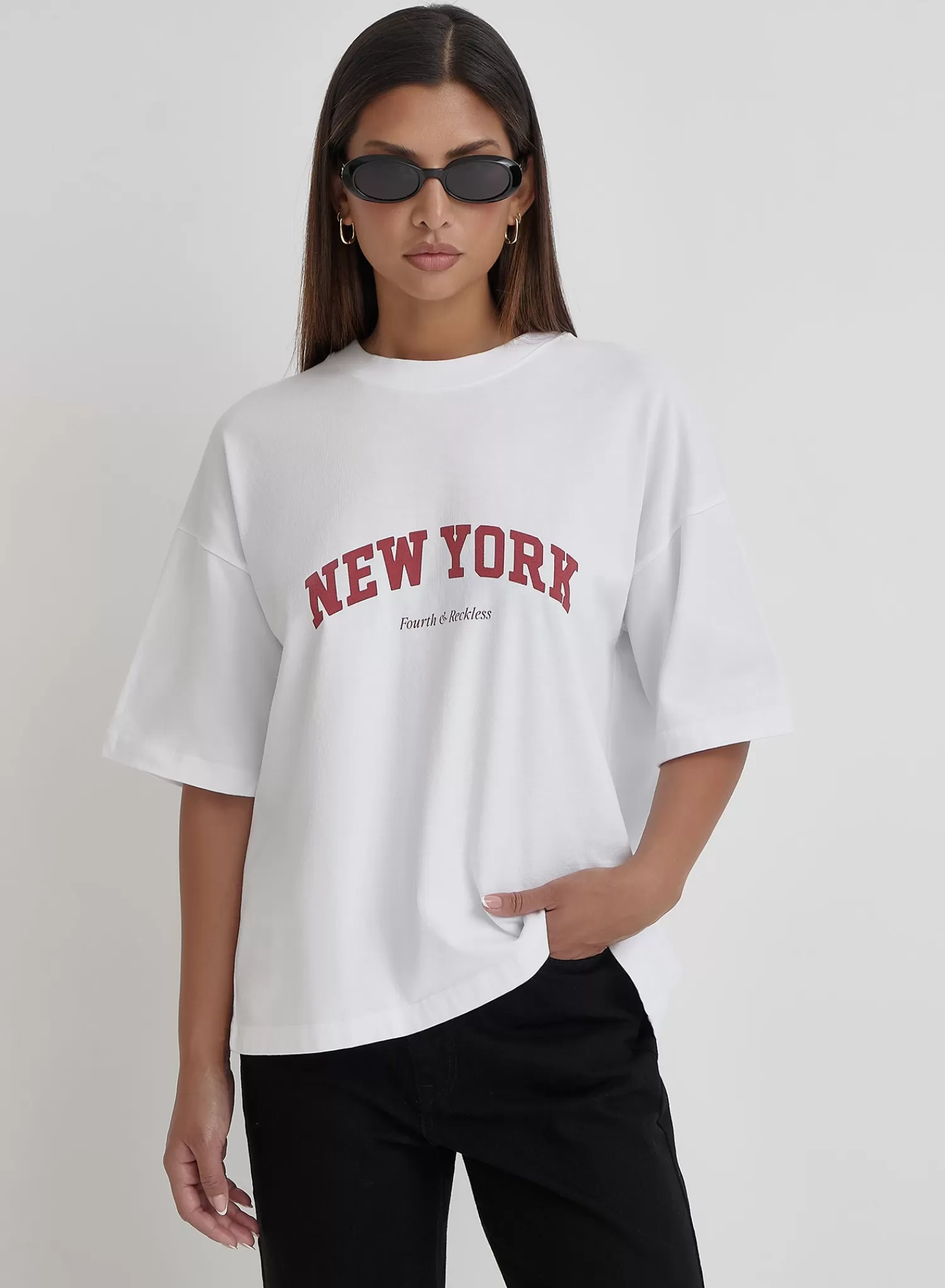 White New York T-shirt- Macy-4th & Reckless Discount